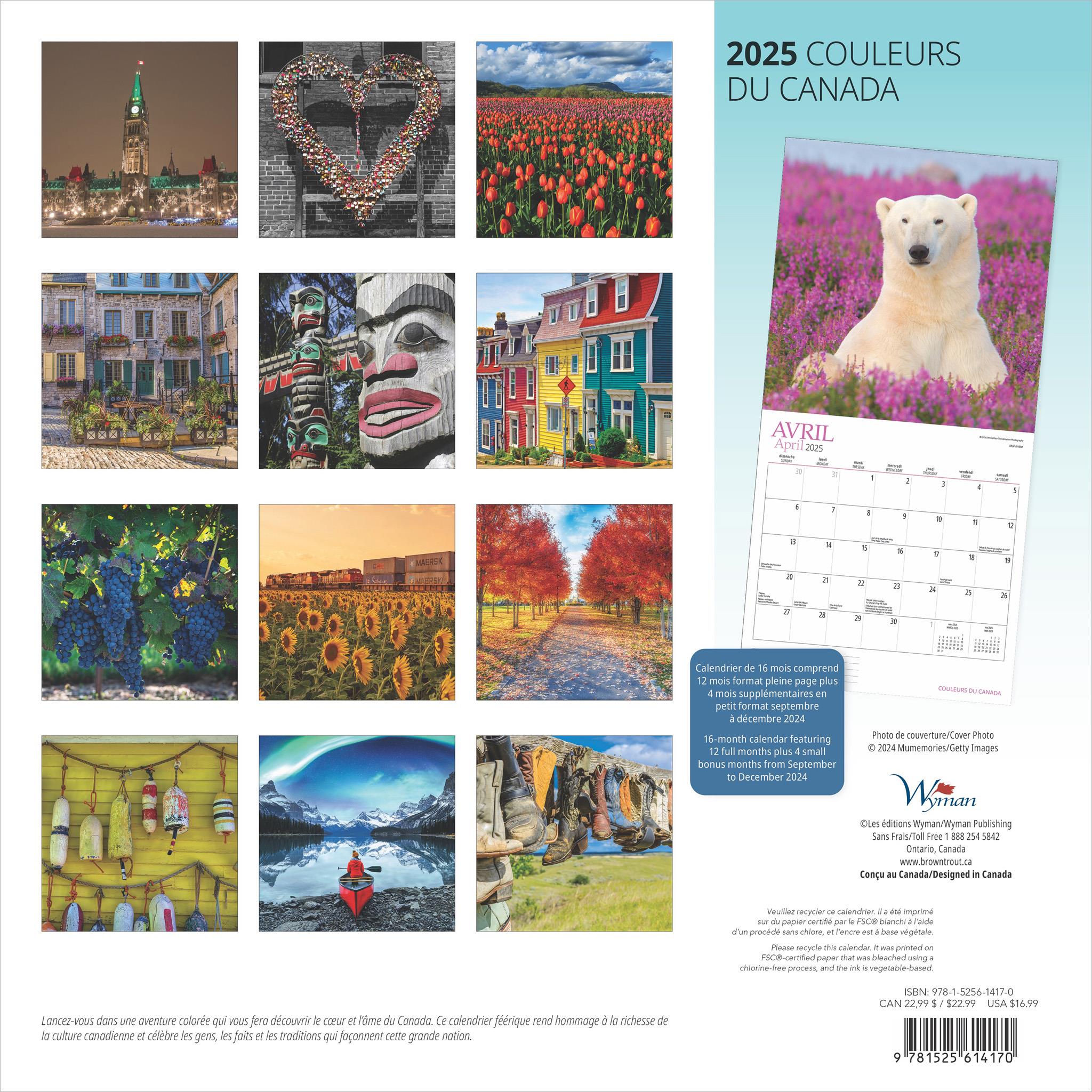 Colours Of Canada Wall 2025 Calendar - Online Exclusive (French)