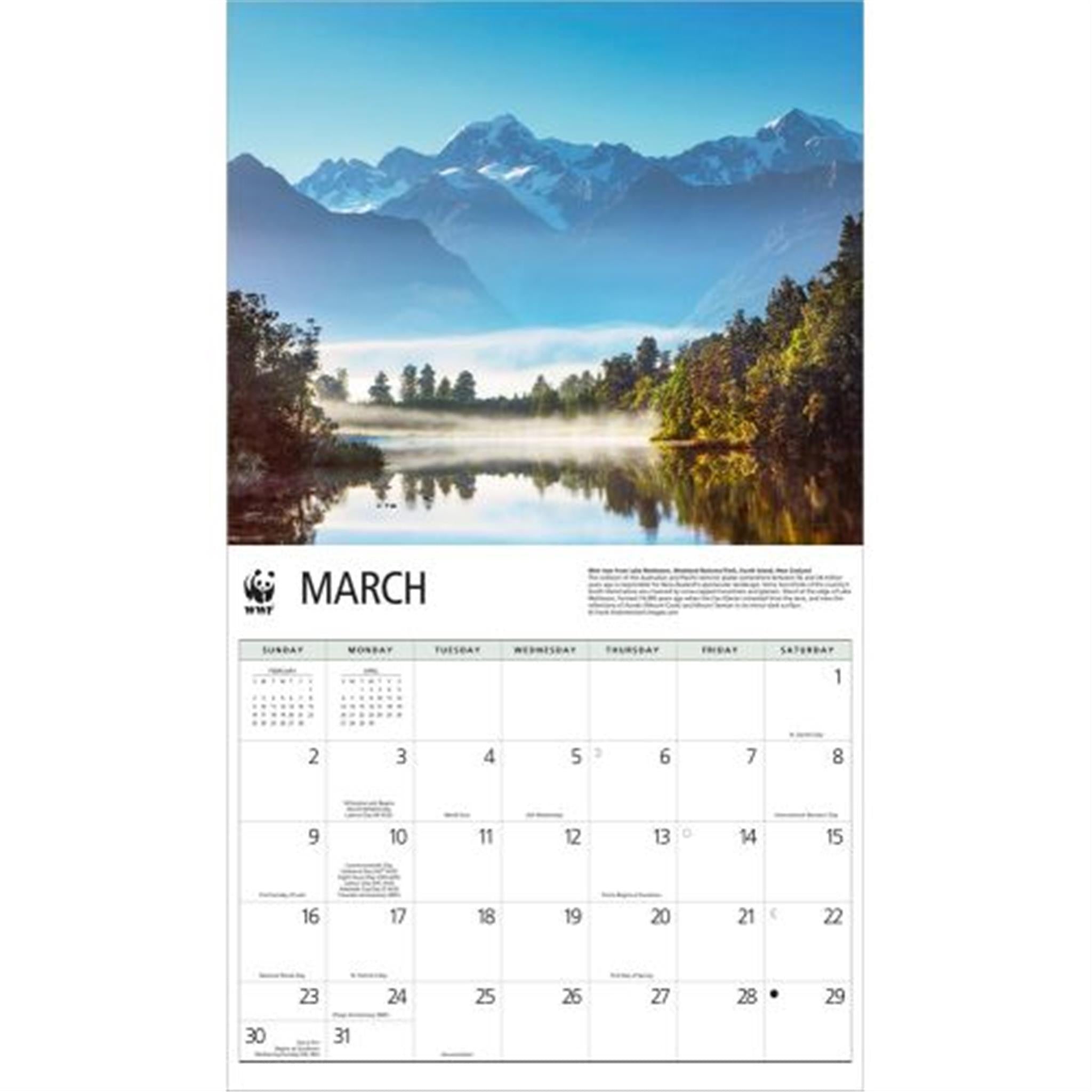 Beautiful Places World Wildlife Fund Wall 2025 Calendar