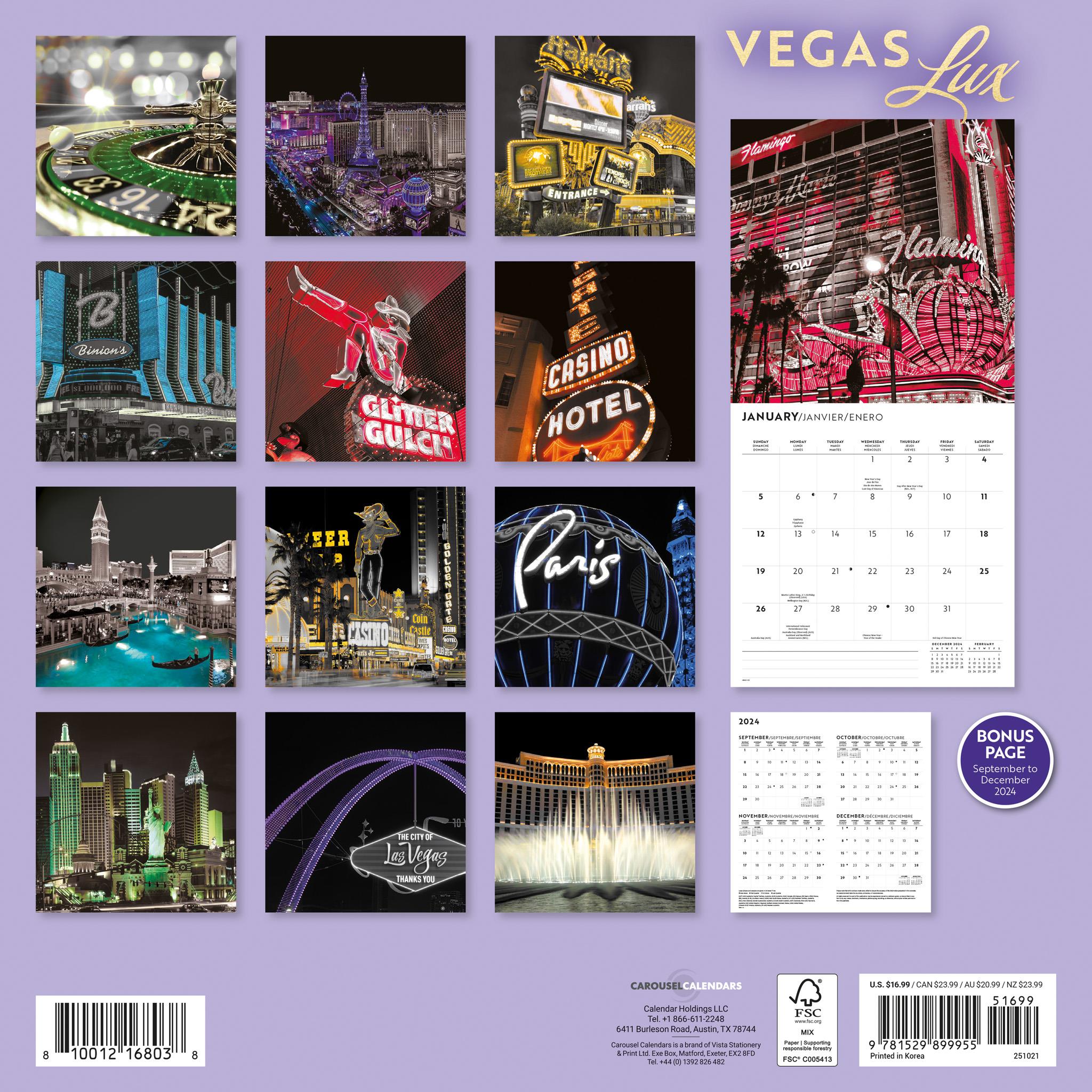 Vegas Lux Wall 2025 Calendar