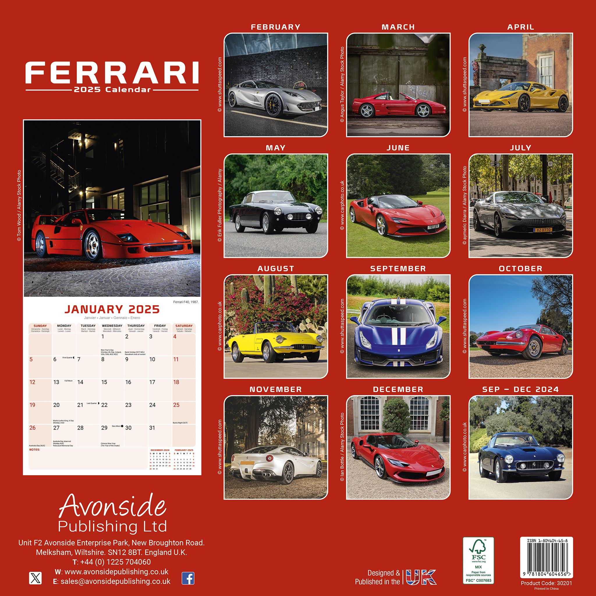 Ferrari Wall 2025 Calendar