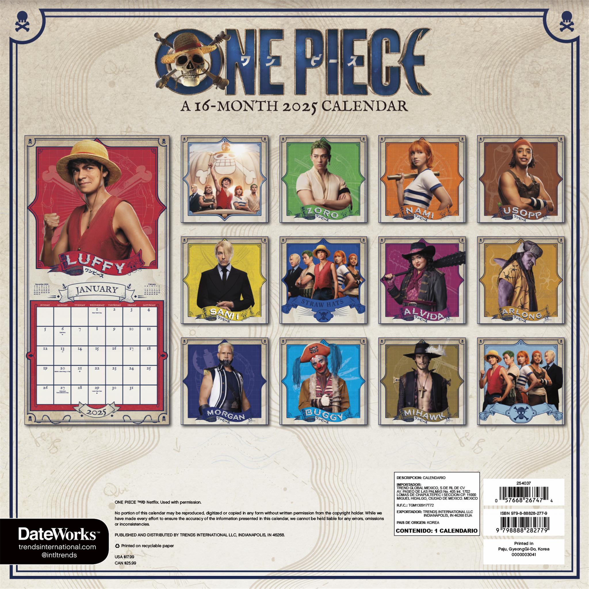 One Piece Live Action Tv Season 1 Wall 2025 Calendar - Online Exclusive