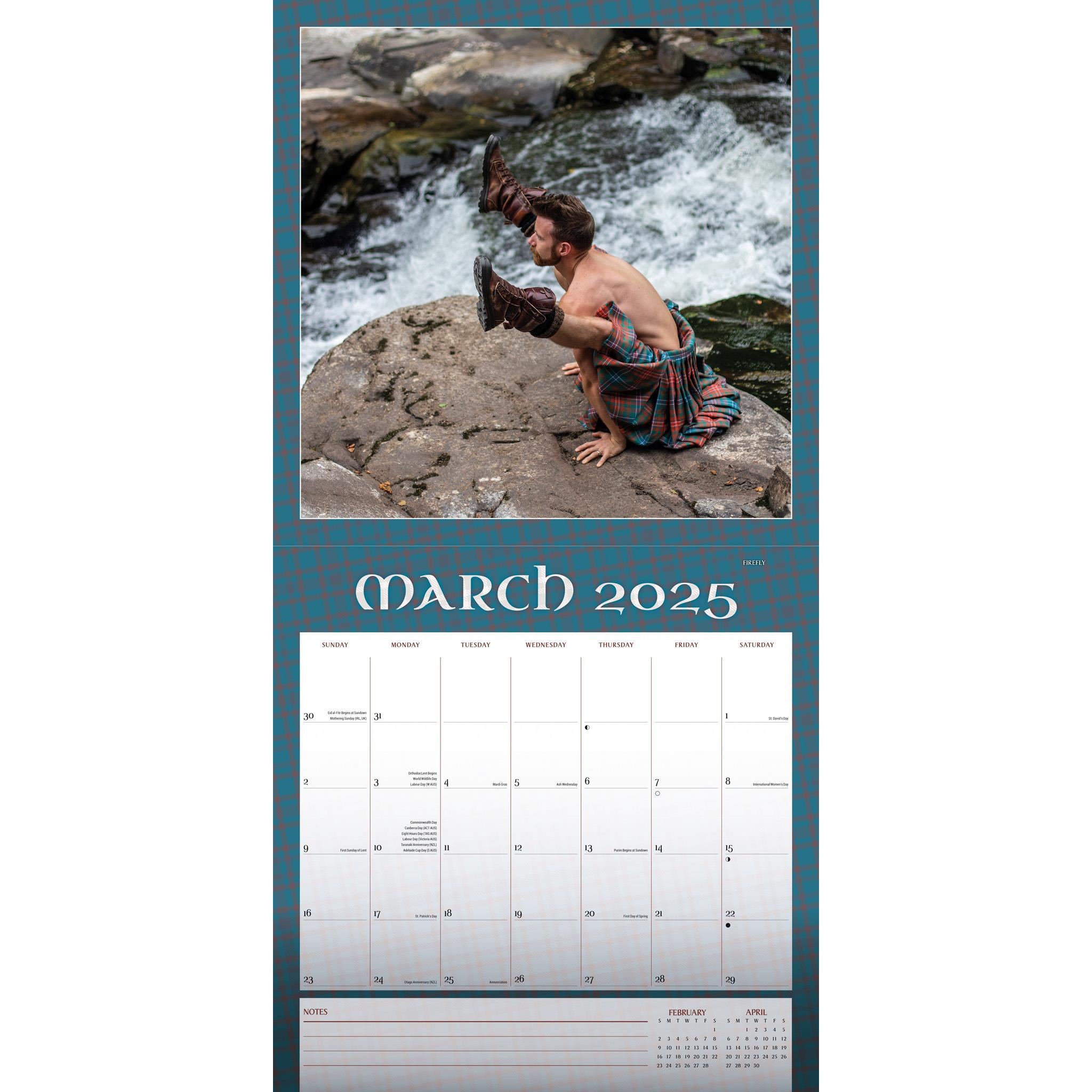 Kilted Yoga Wall 2025 Calendar