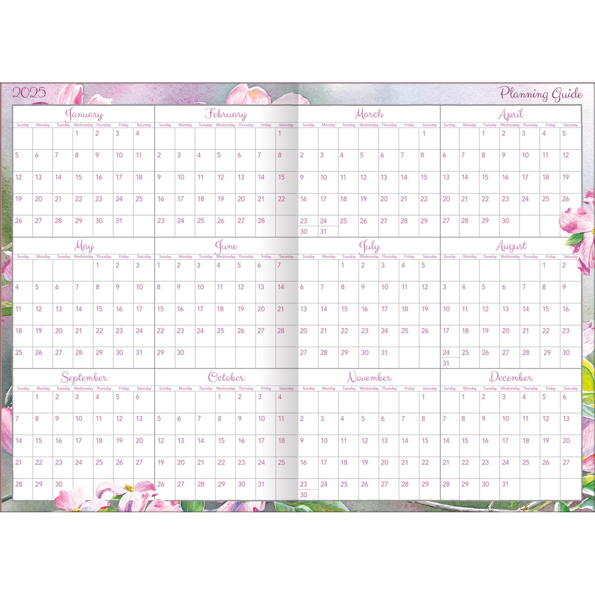 Songbirds Monthly Pocket Planner 2025 Calendar