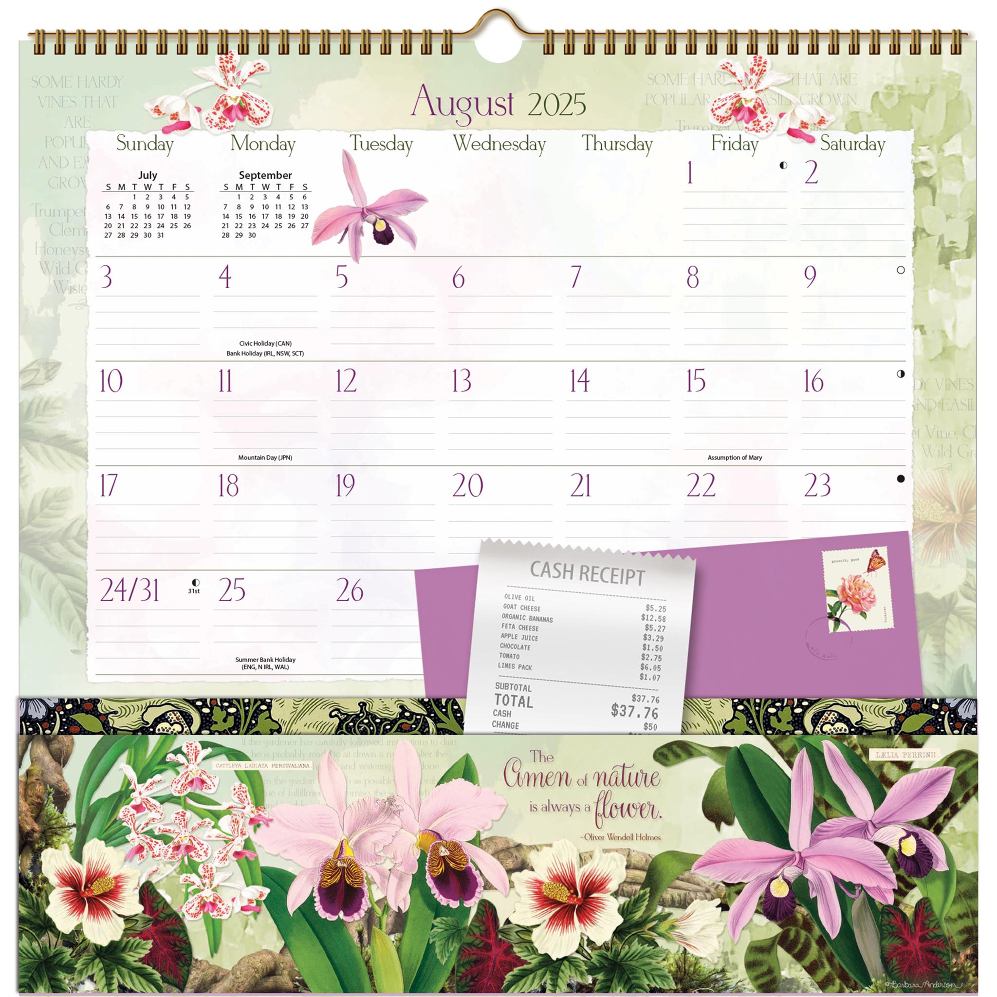 Botanical Gardens Note Nook Wall 2025 Calendar