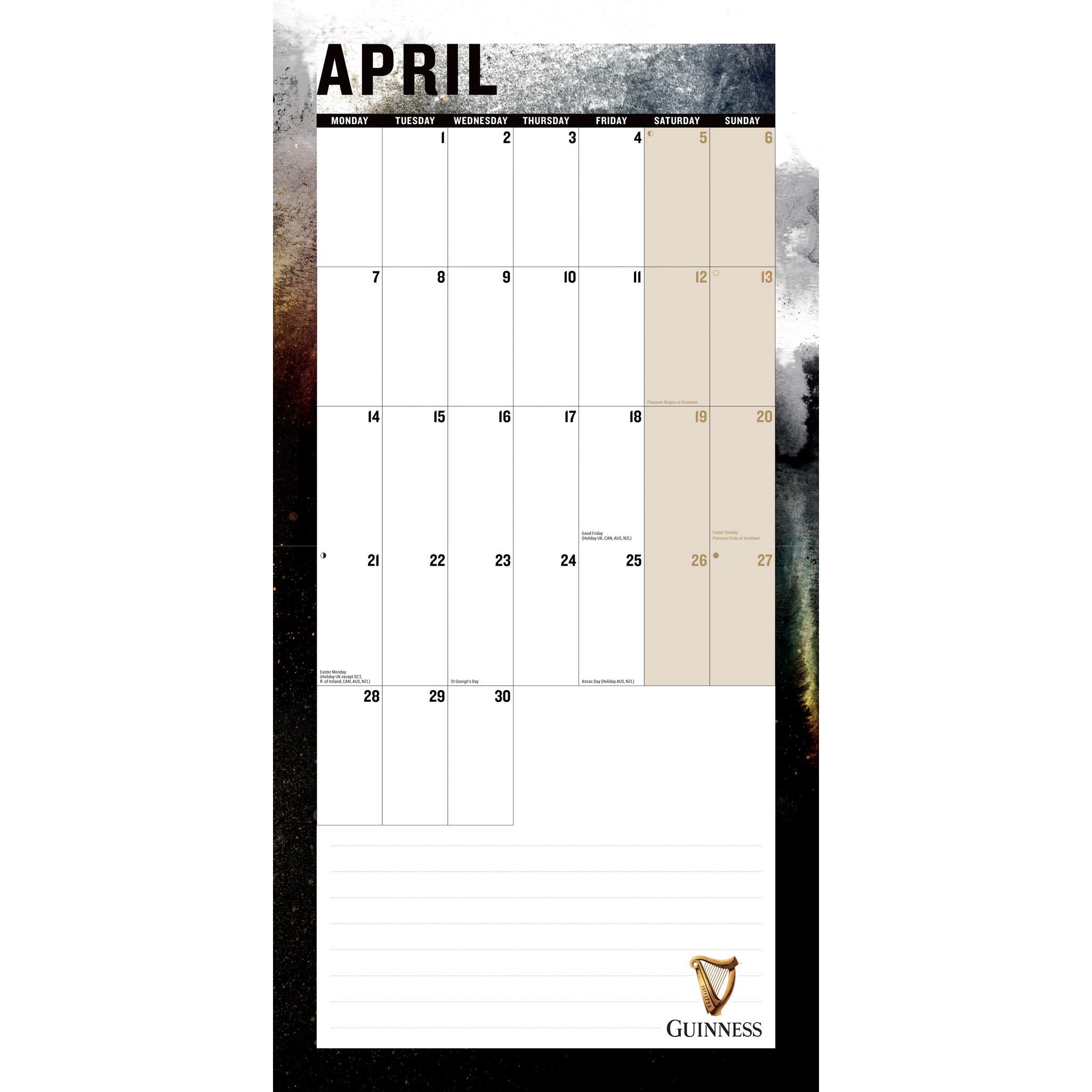 Guinness Wall 2025 Calendar