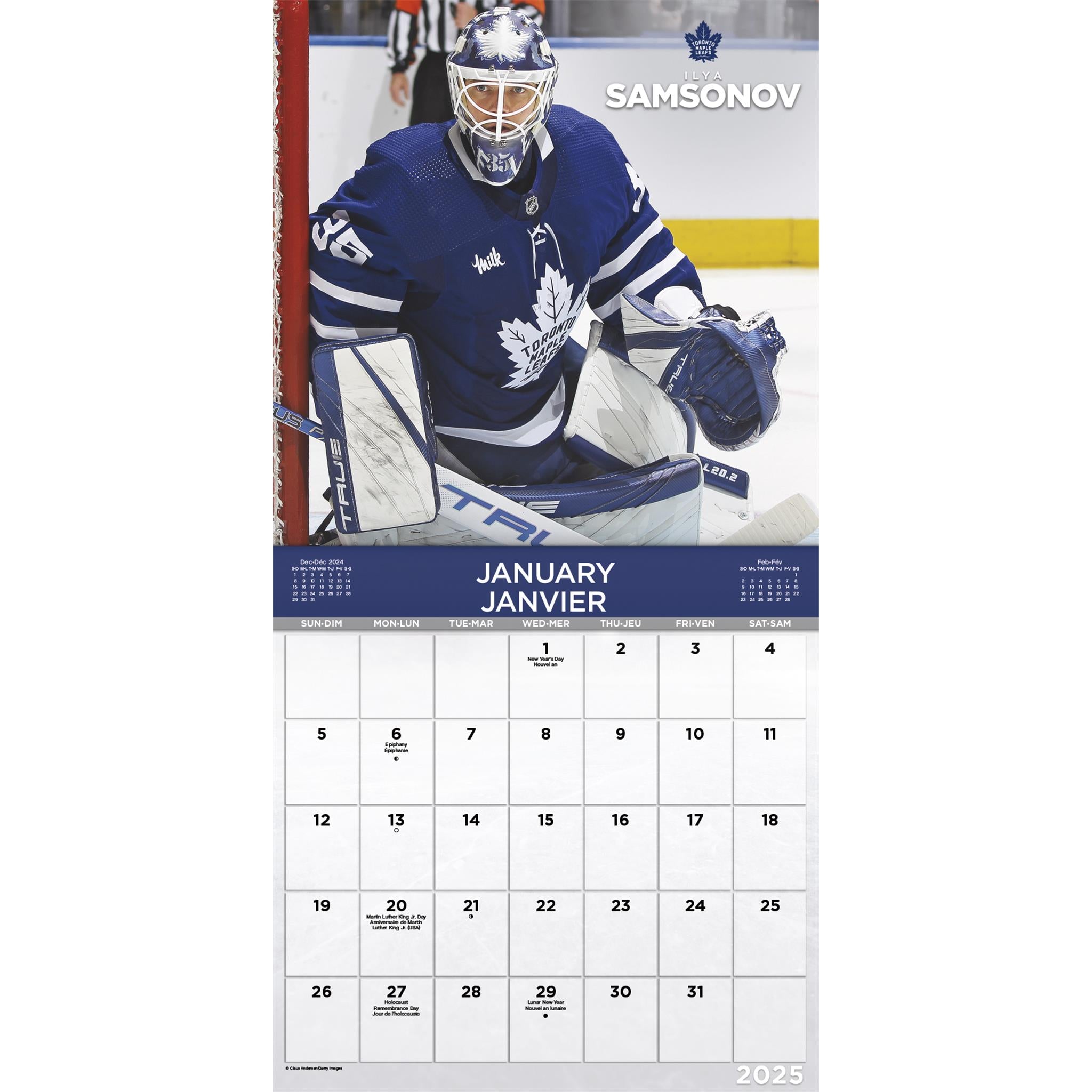 NHL Toronto Maple Leafs Bilingual Wall 2025 Calendar