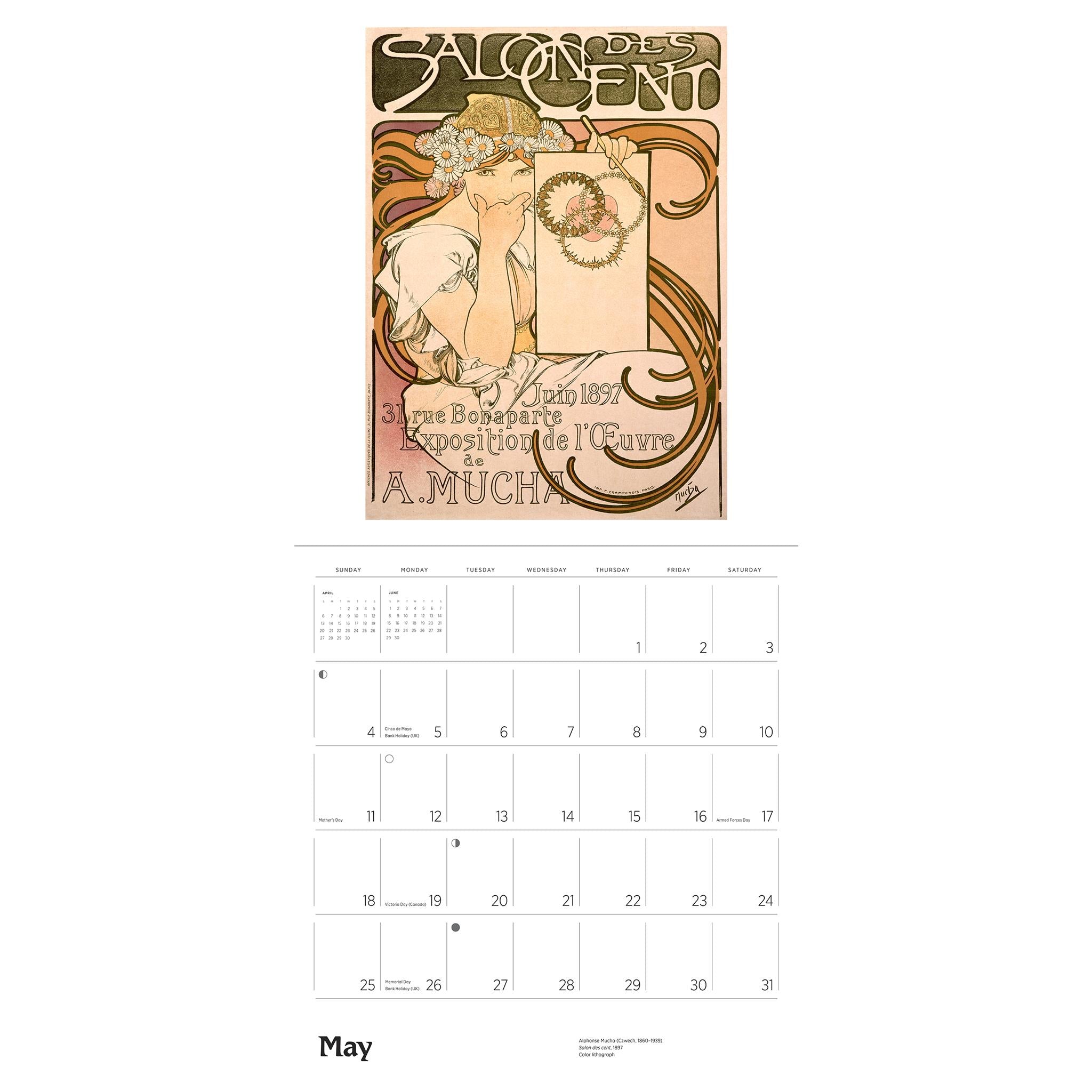 Alphonse Mucha Wall 2025 Calendar