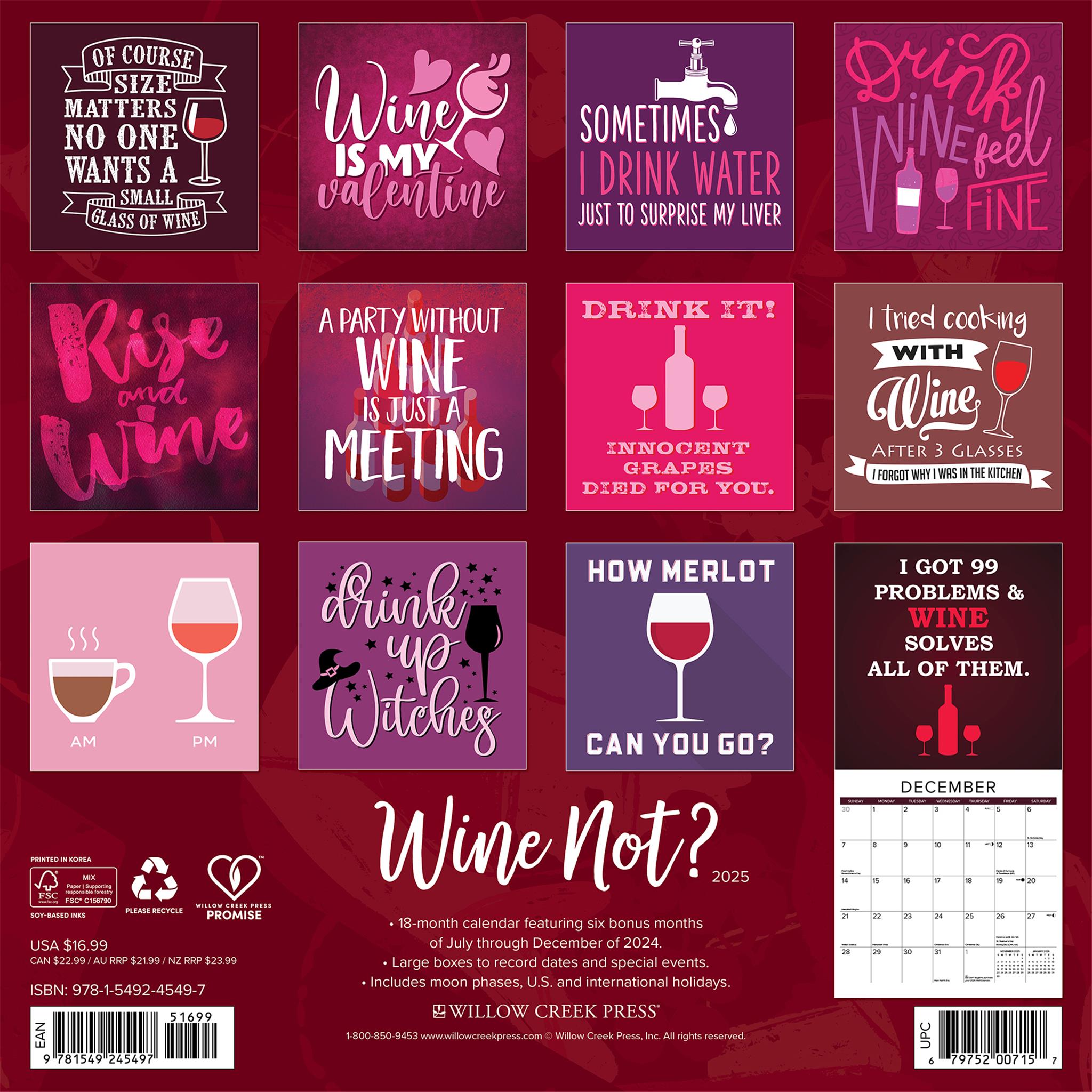 Wine Not Wall 2025 Calendar - Online Exclusive