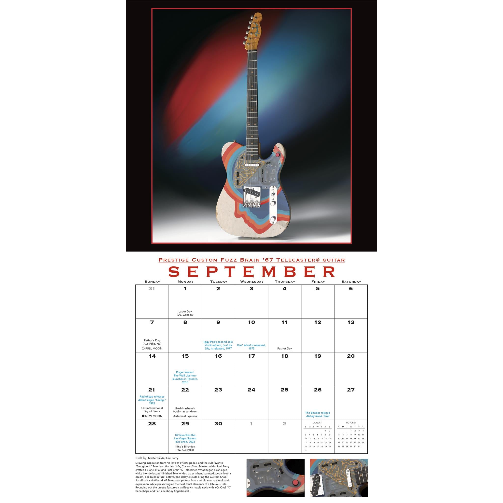 Fender Guitars Custom Shop Wall 2025 Calendar