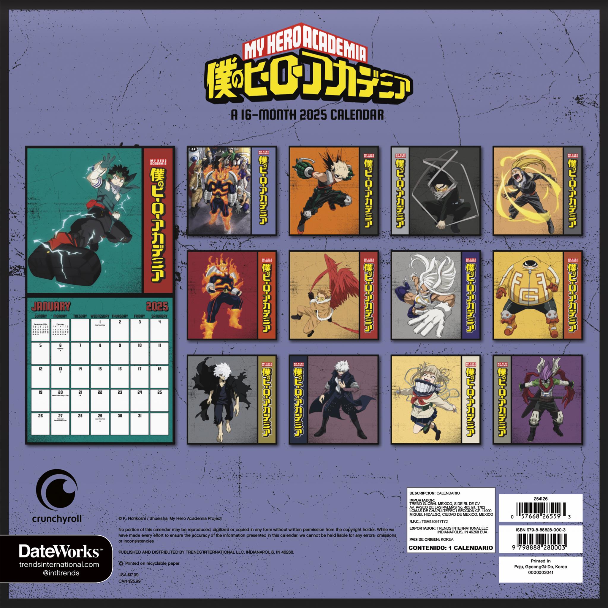 My Hero Academia Wall 2025 Calendar - Online Exclusive