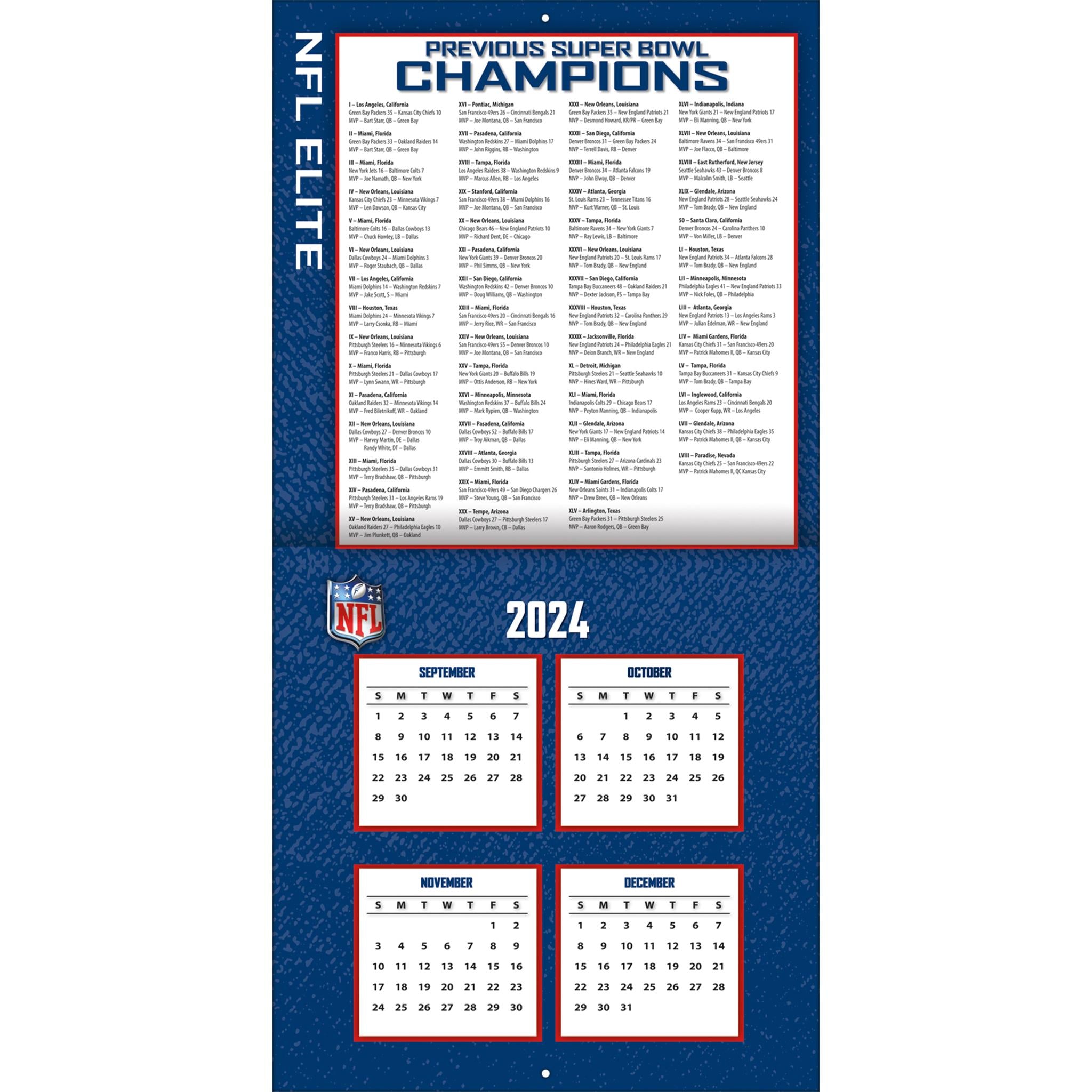 NFL Elite Wall 2025 Calendar