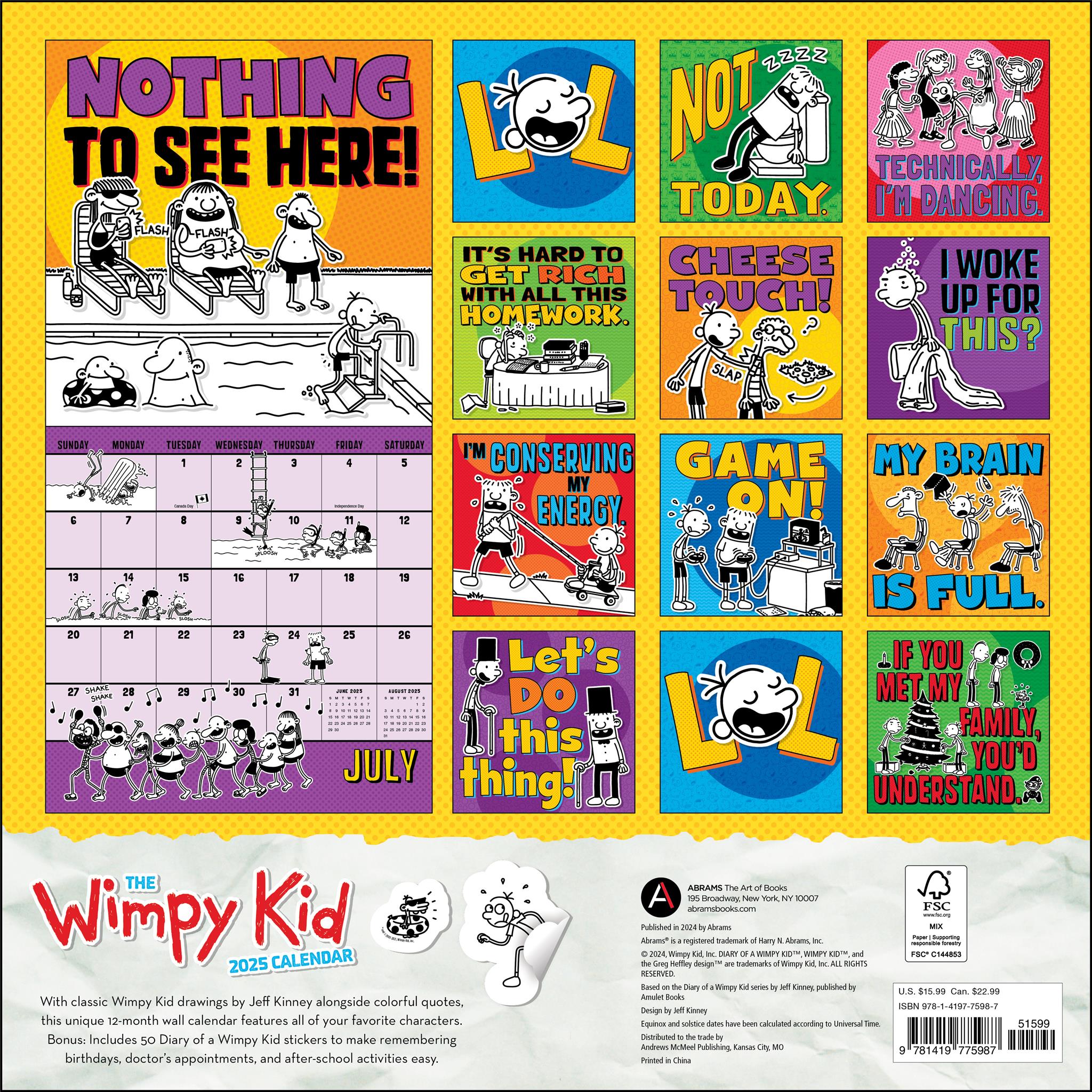 Wimpy Kid Wall 2025 Calendar