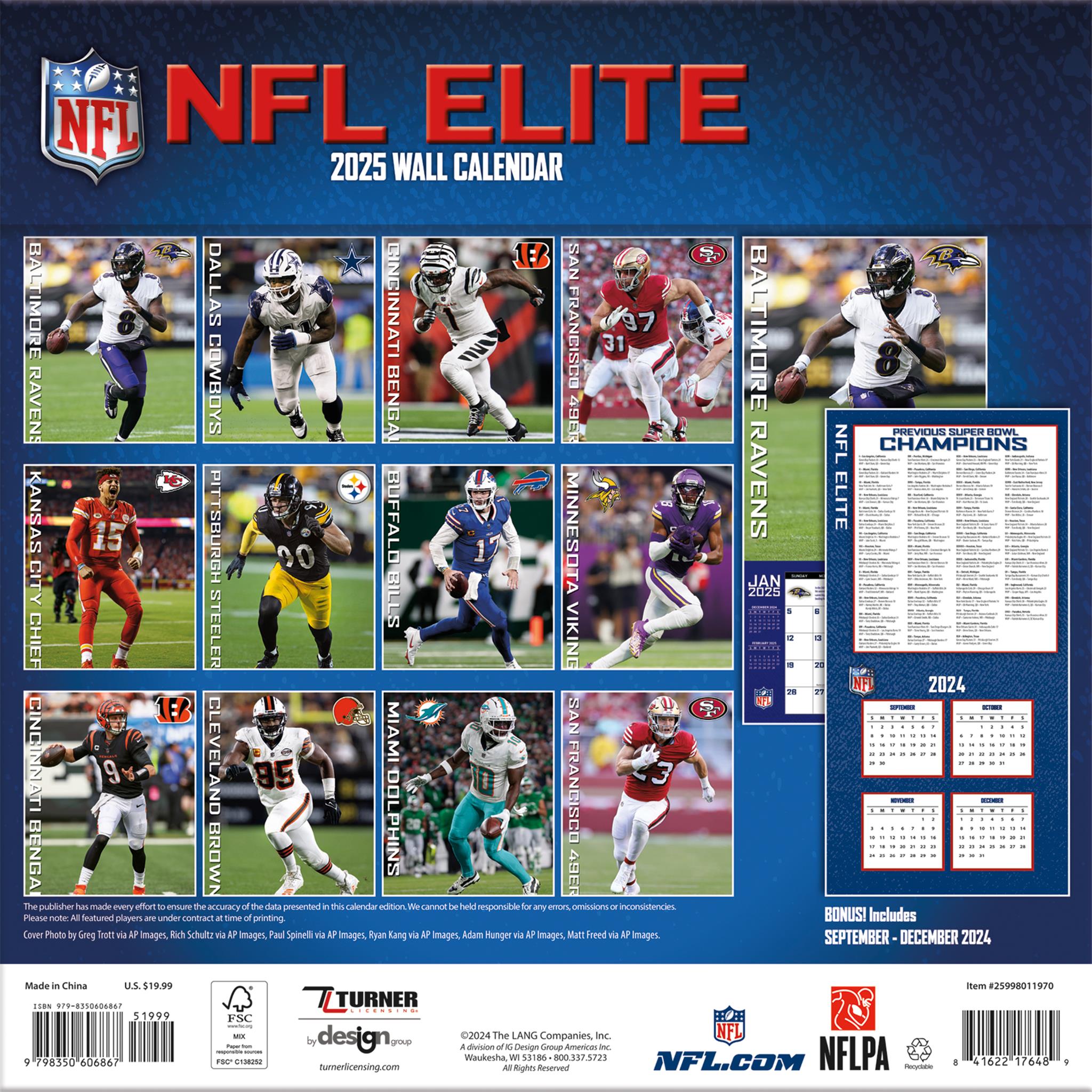 NFL Elite Wall 2025 Calendar