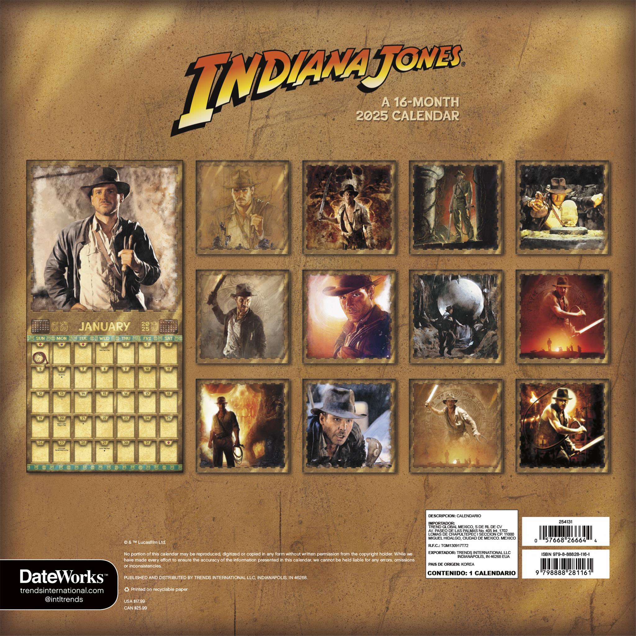 Indiana Jones Classic Wall 2025 Calendar - Online Exclusive