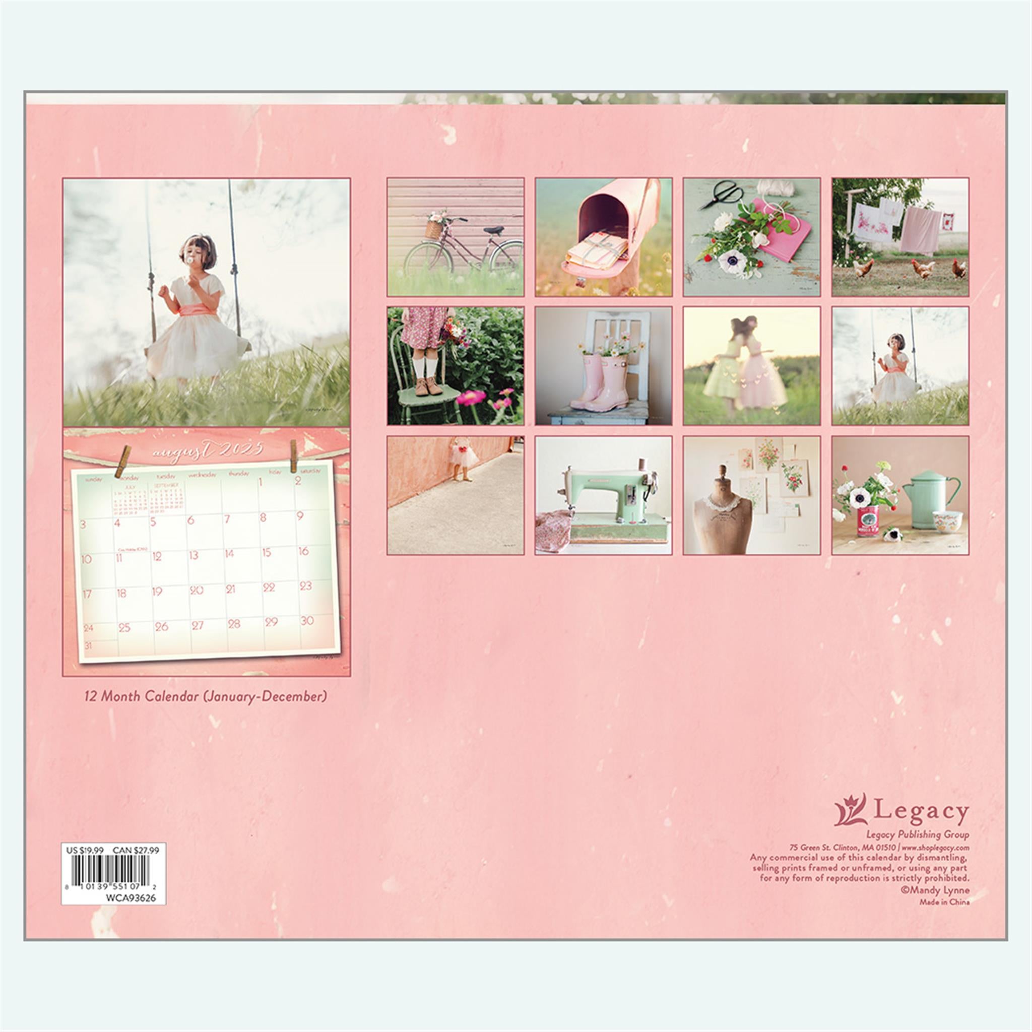 Vintage Pink Wall 2025 Calendar - Online Exclusive