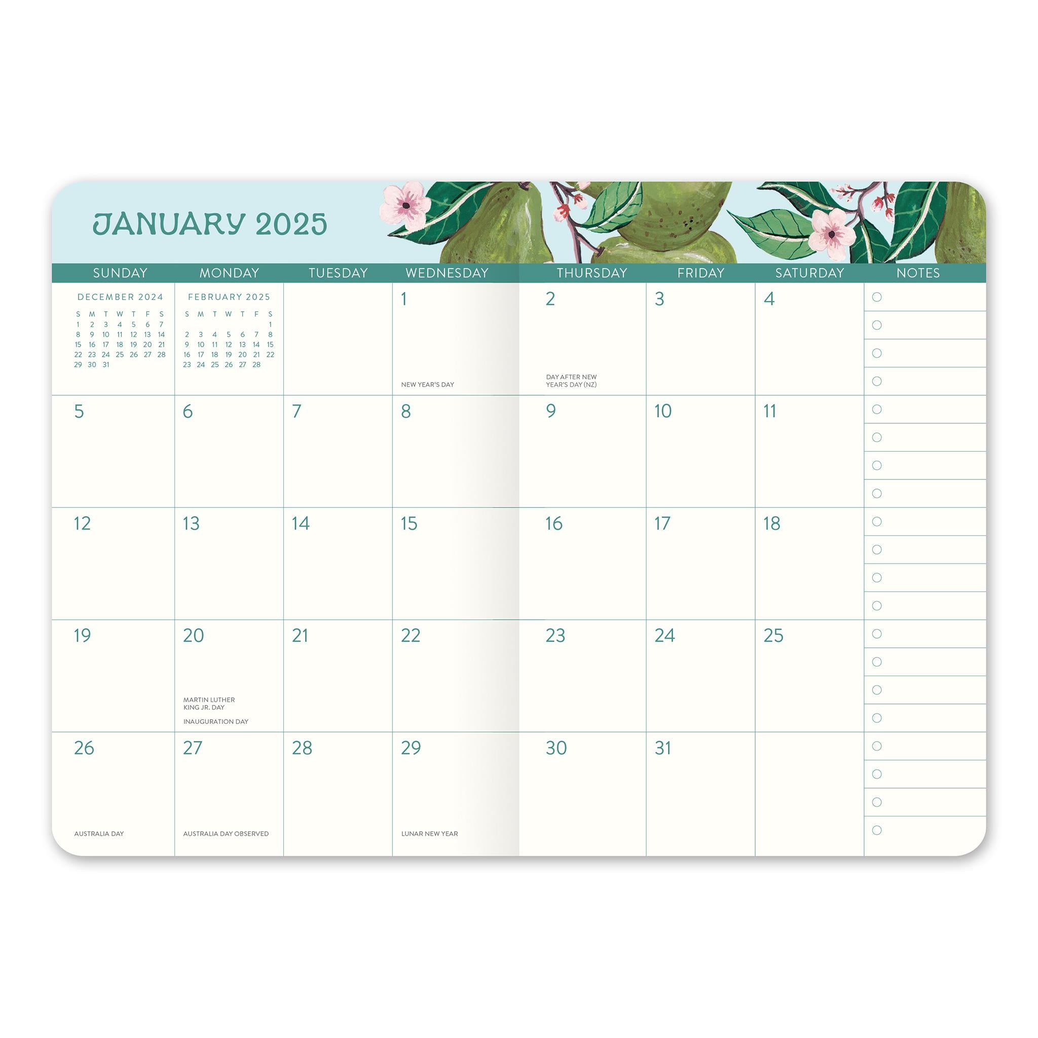 Fruit Flora Monthly Pocket Planner 2025 Calendar