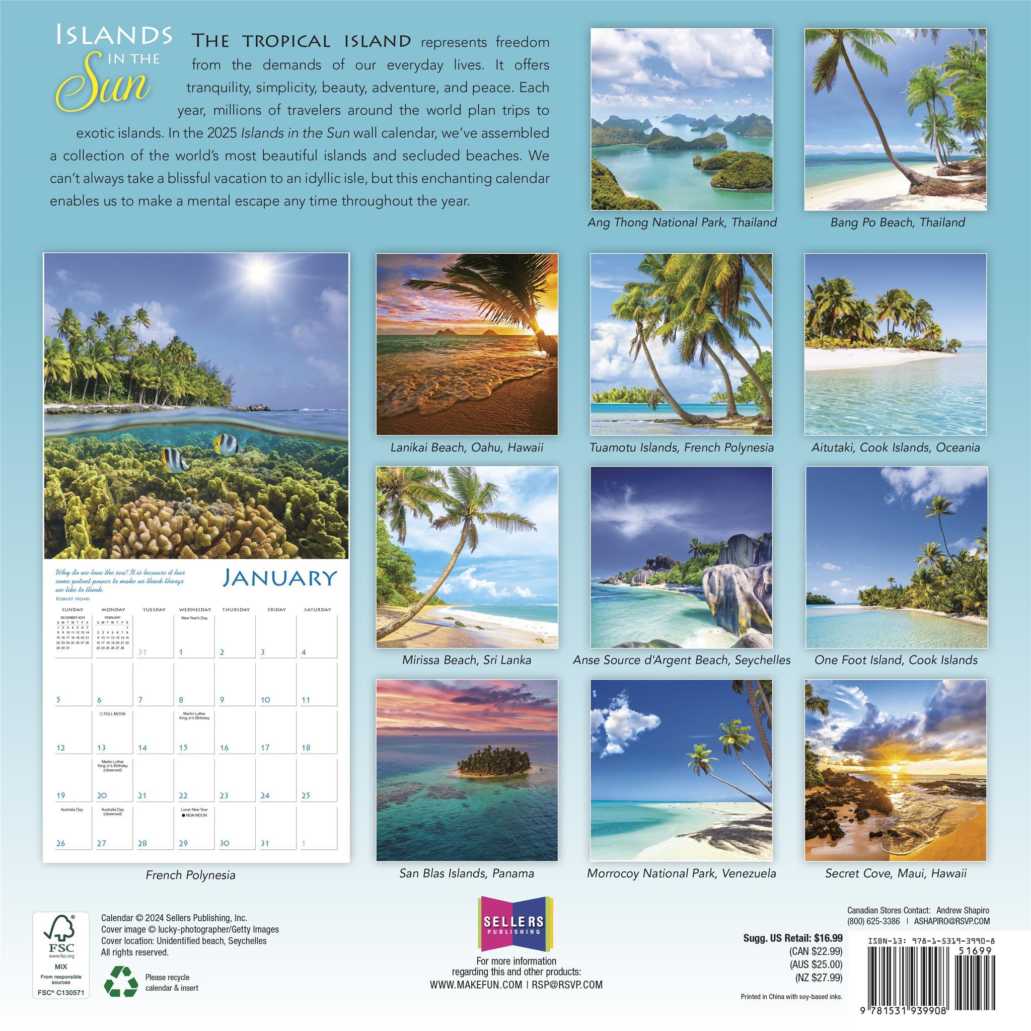 Islands In The Sun Wall 2025 Calendar