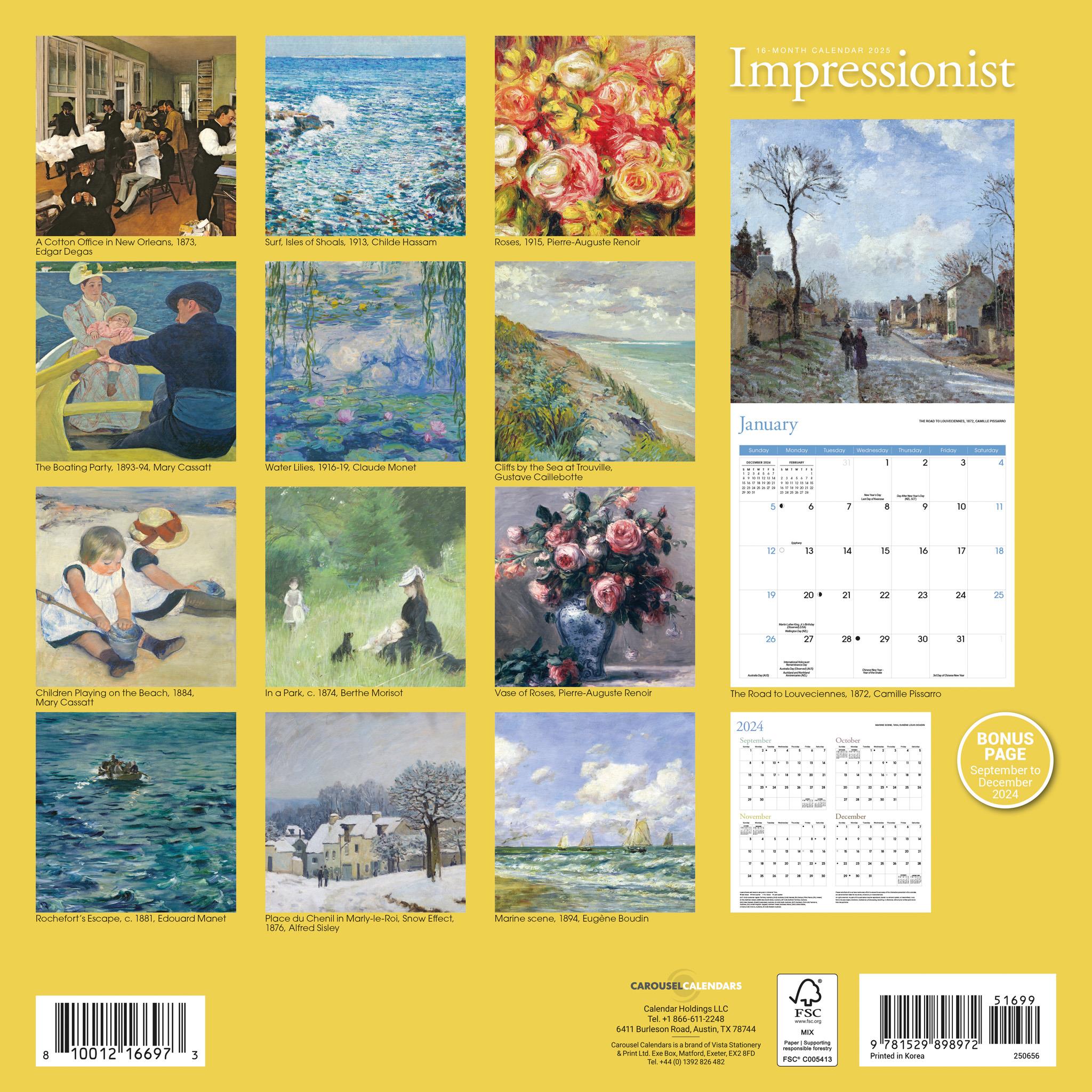 Impressionist Wall 2025 Calendar