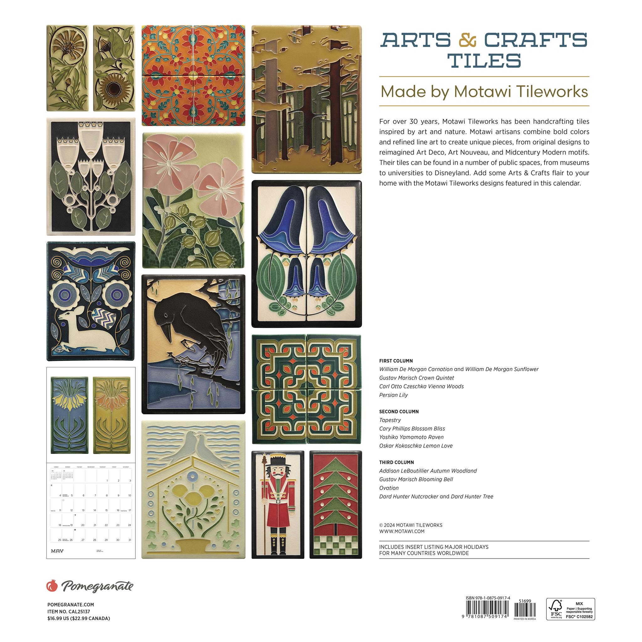 Arts And Crafts Tiles Wall 2025 Calendar - Online Exclusive