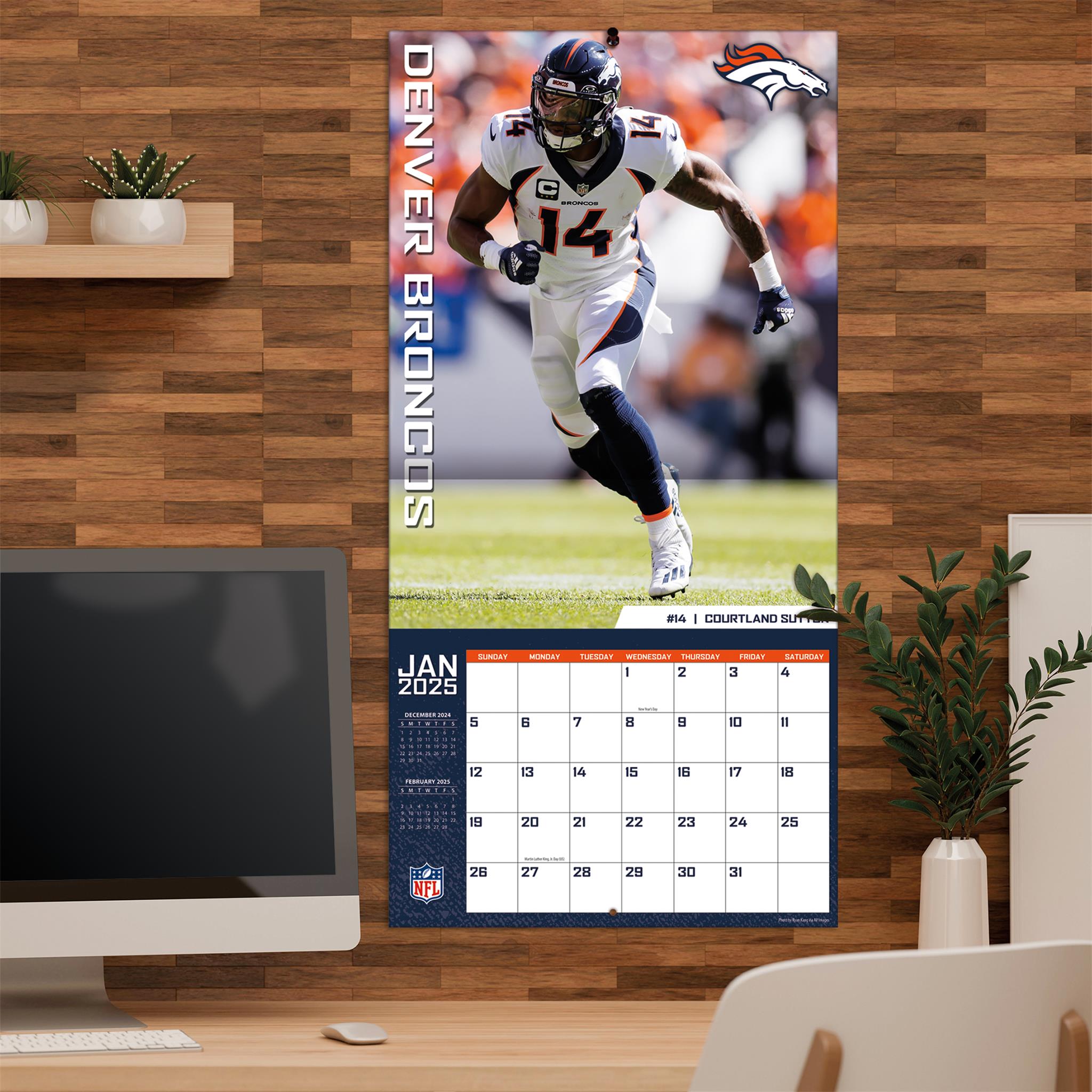 NFL Denver Broncos Wall 2025 Calendar - Online Exclusive