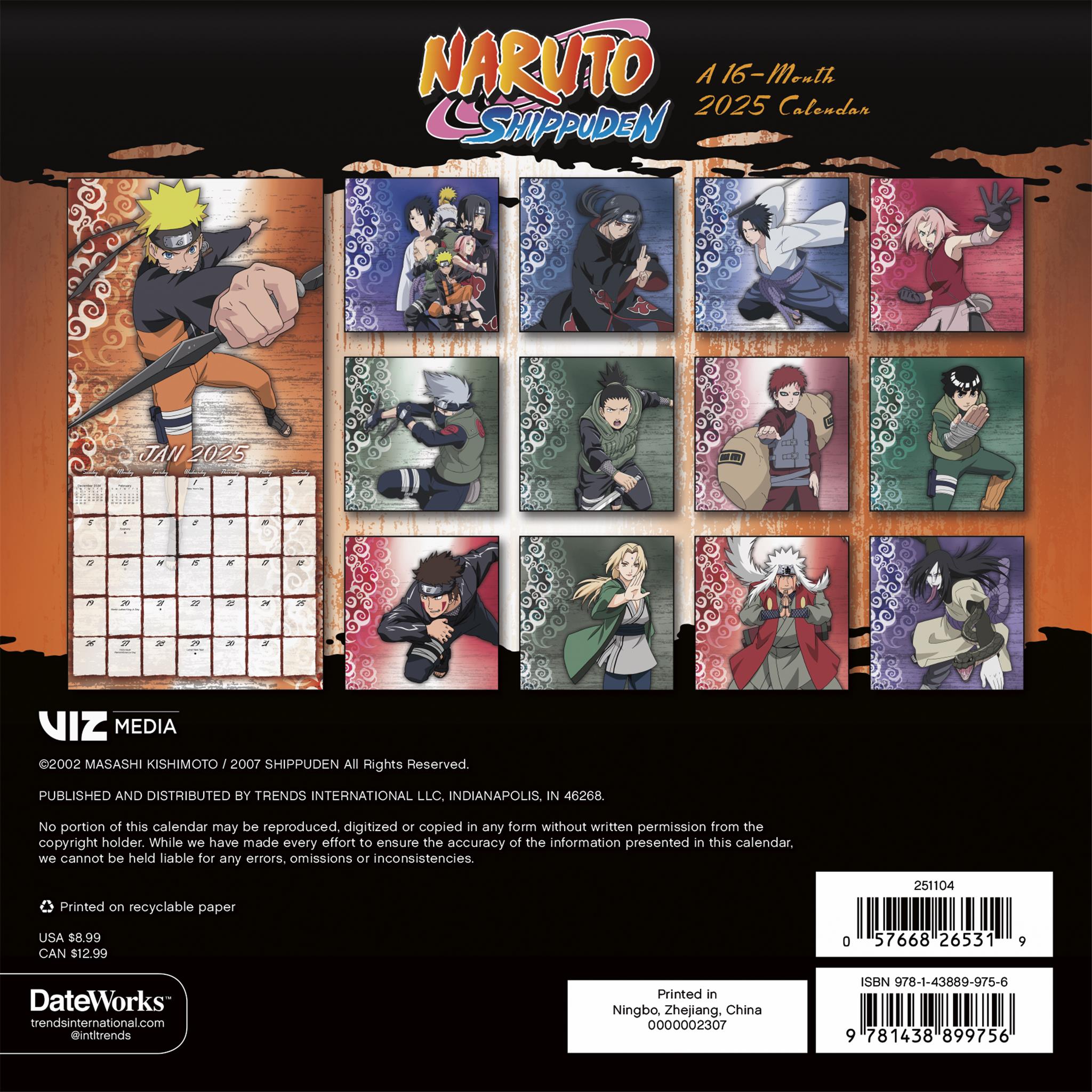 Naruto Shippuden Mini 2025 Calendar - Online Exclusive