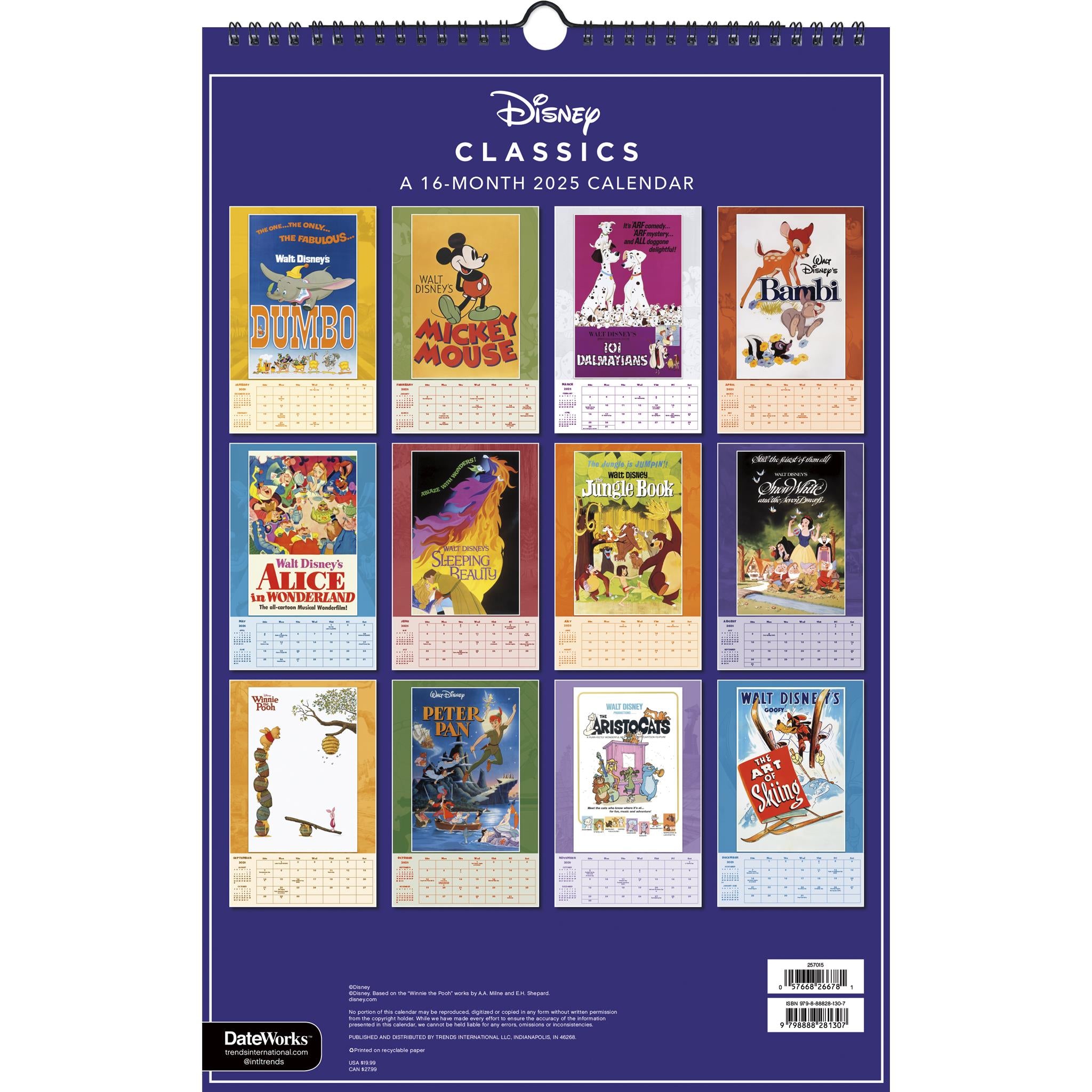Disney Classics Poster 2025 Calendar