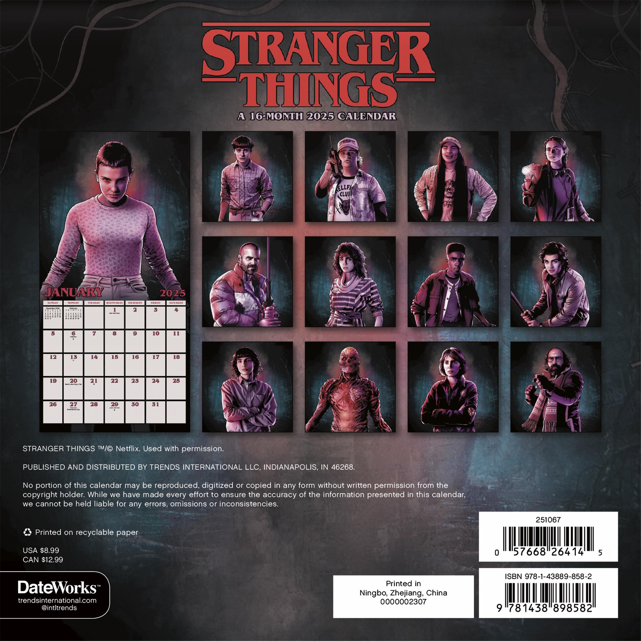 Stranger Things Mini 2025 Calendar