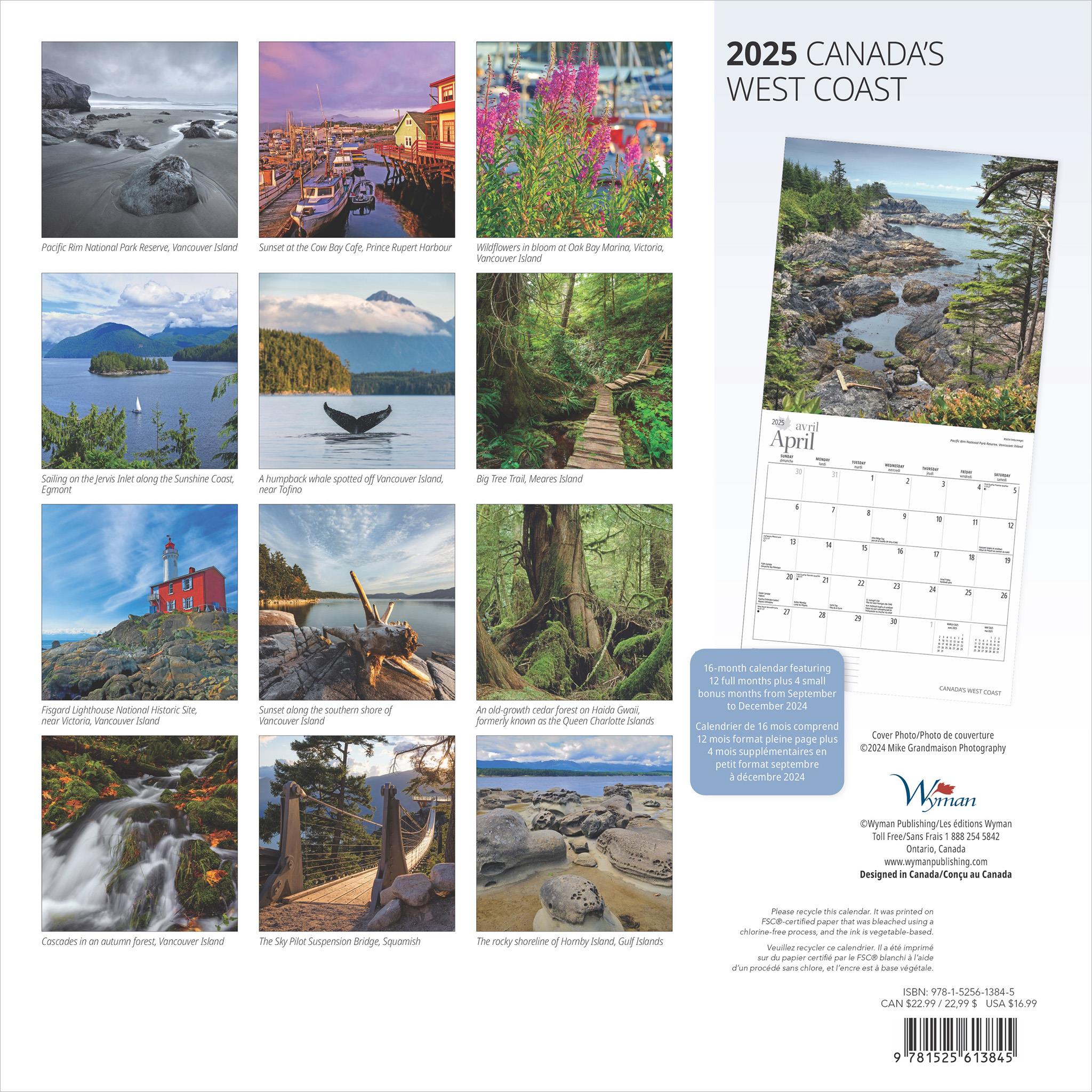 Canadas West Coast Wall 2025 Calendar - Online Exclusive