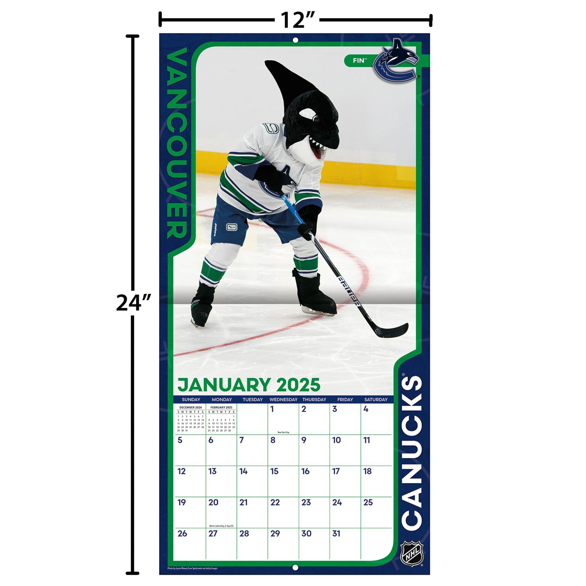 NHL Mascot Wall 2025 Calendar