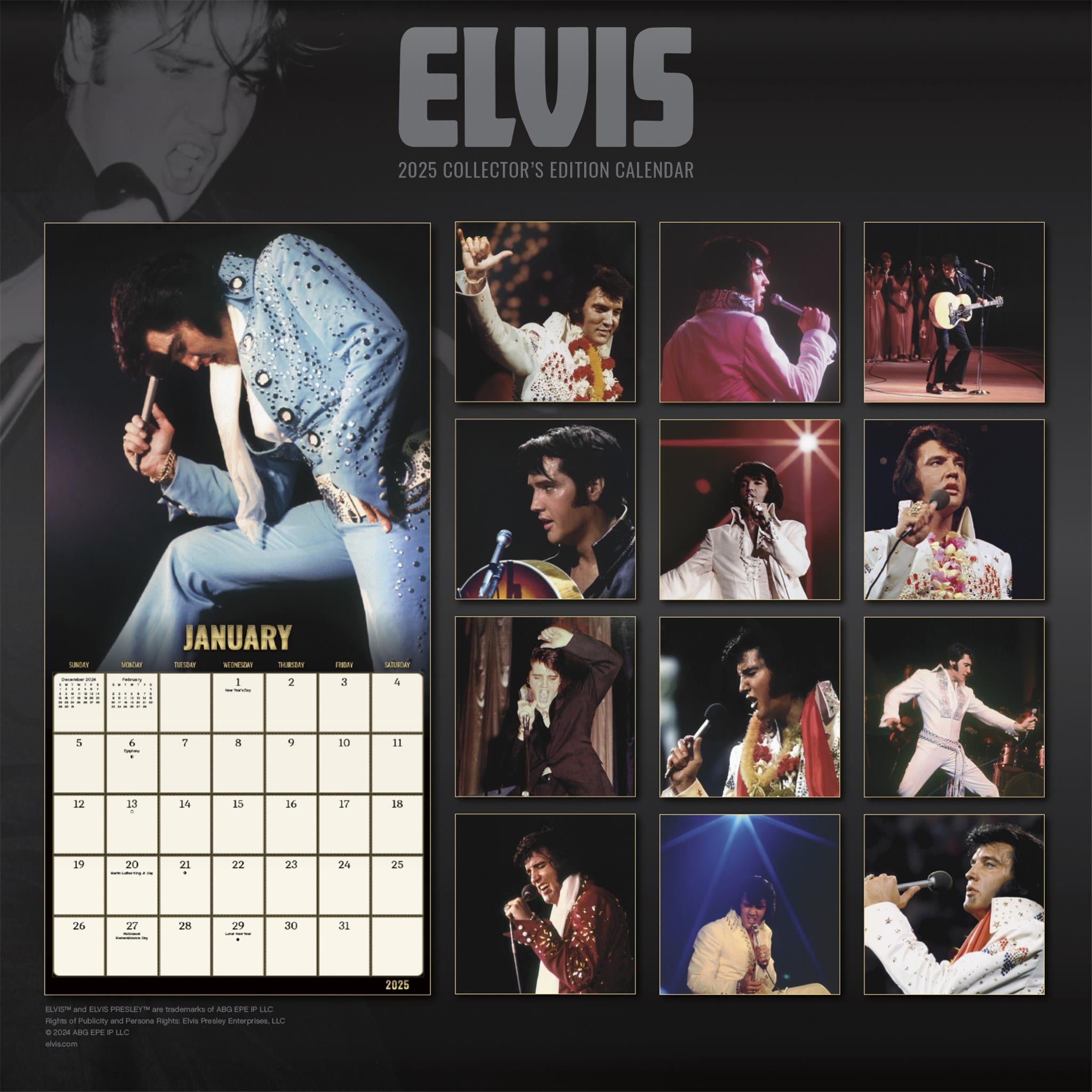 Elvis Presley Collectors Edition Wall 2025 Calendar - Online Exclusive