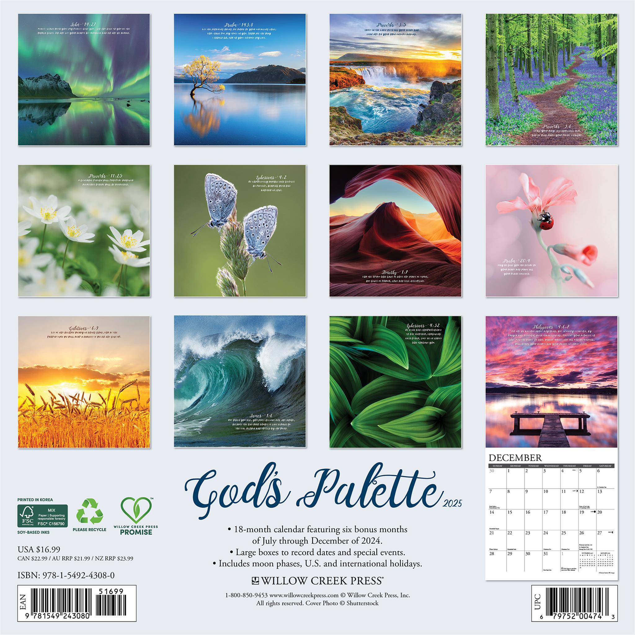 Gods Palette Wall 2025 Calendar - Online Exclusive