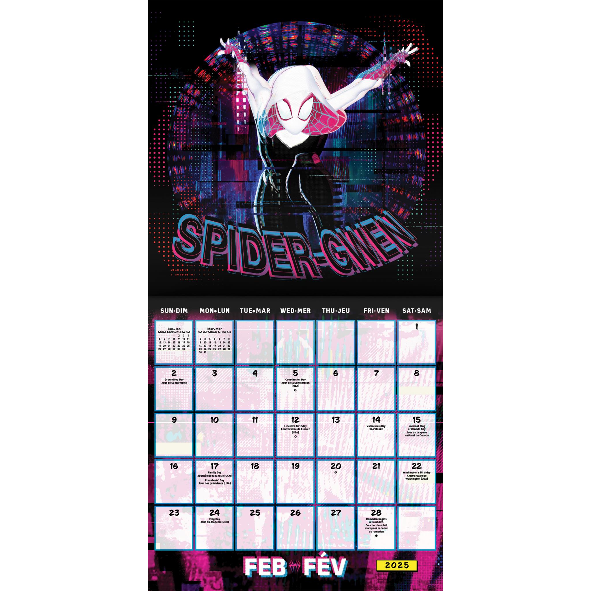 Spider Man Across The Spider Verse Bilingual Wall 2025 Calendar