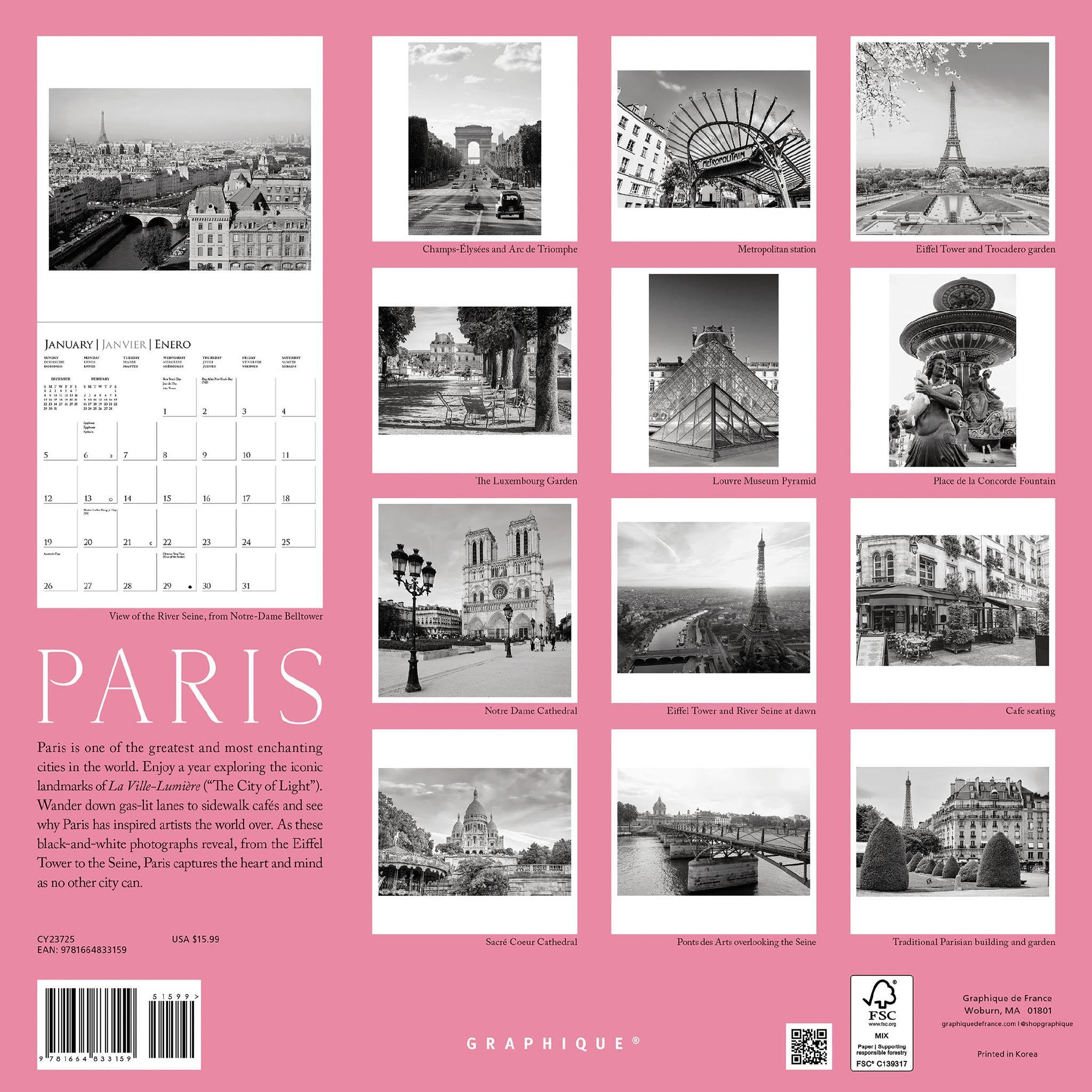 Paris Wall 2025 Calendar - Online Exclusive