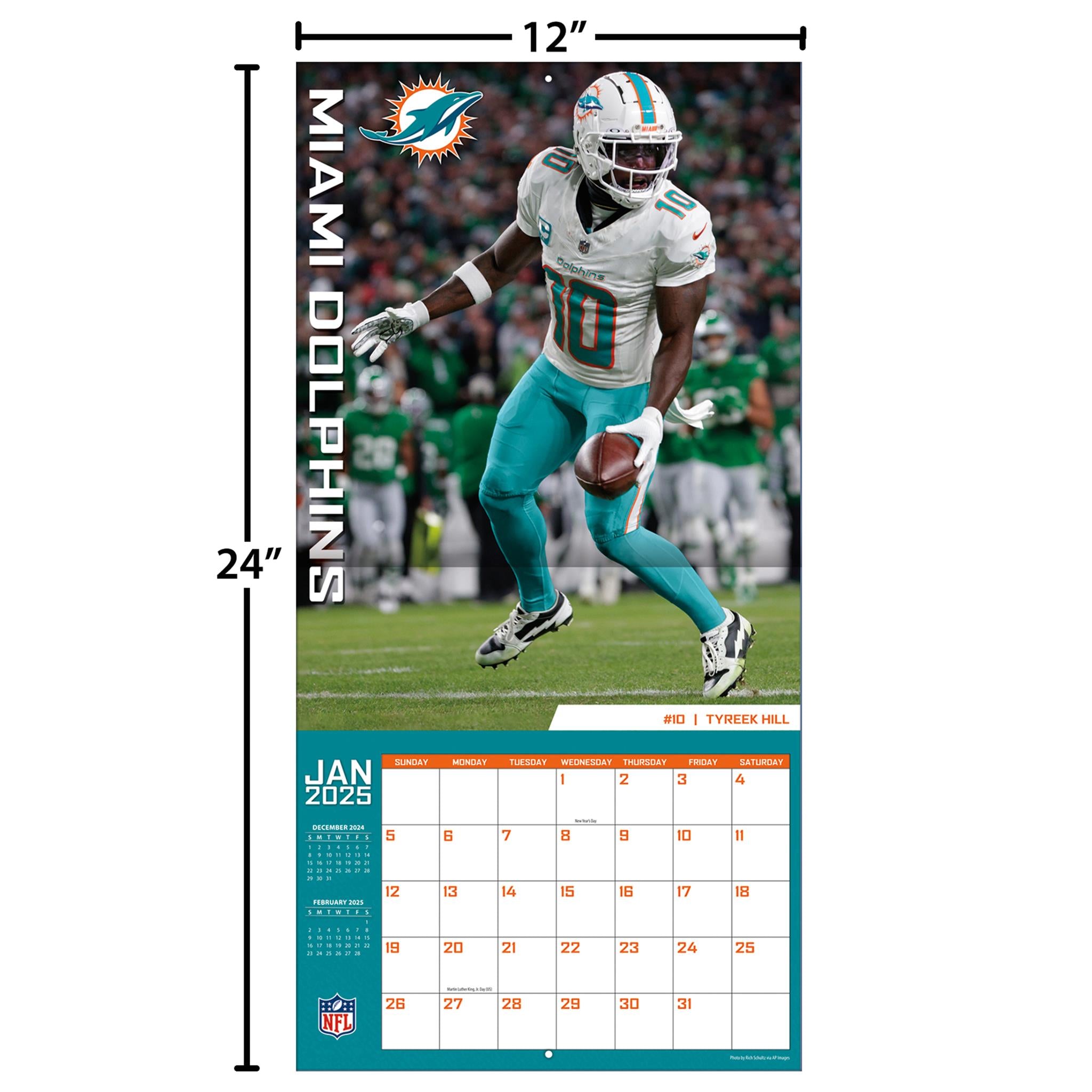 NFL Miami Dolphins Wall 2025 Calendar - Online Exclusive