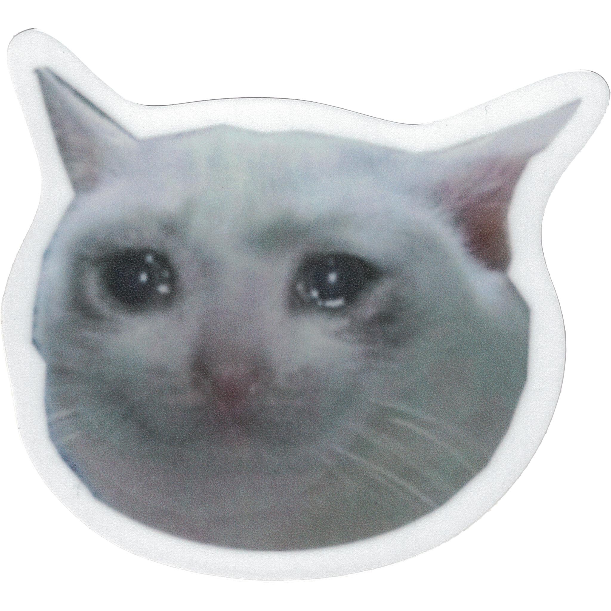 Crying Cat Meme Vinyl Sticker