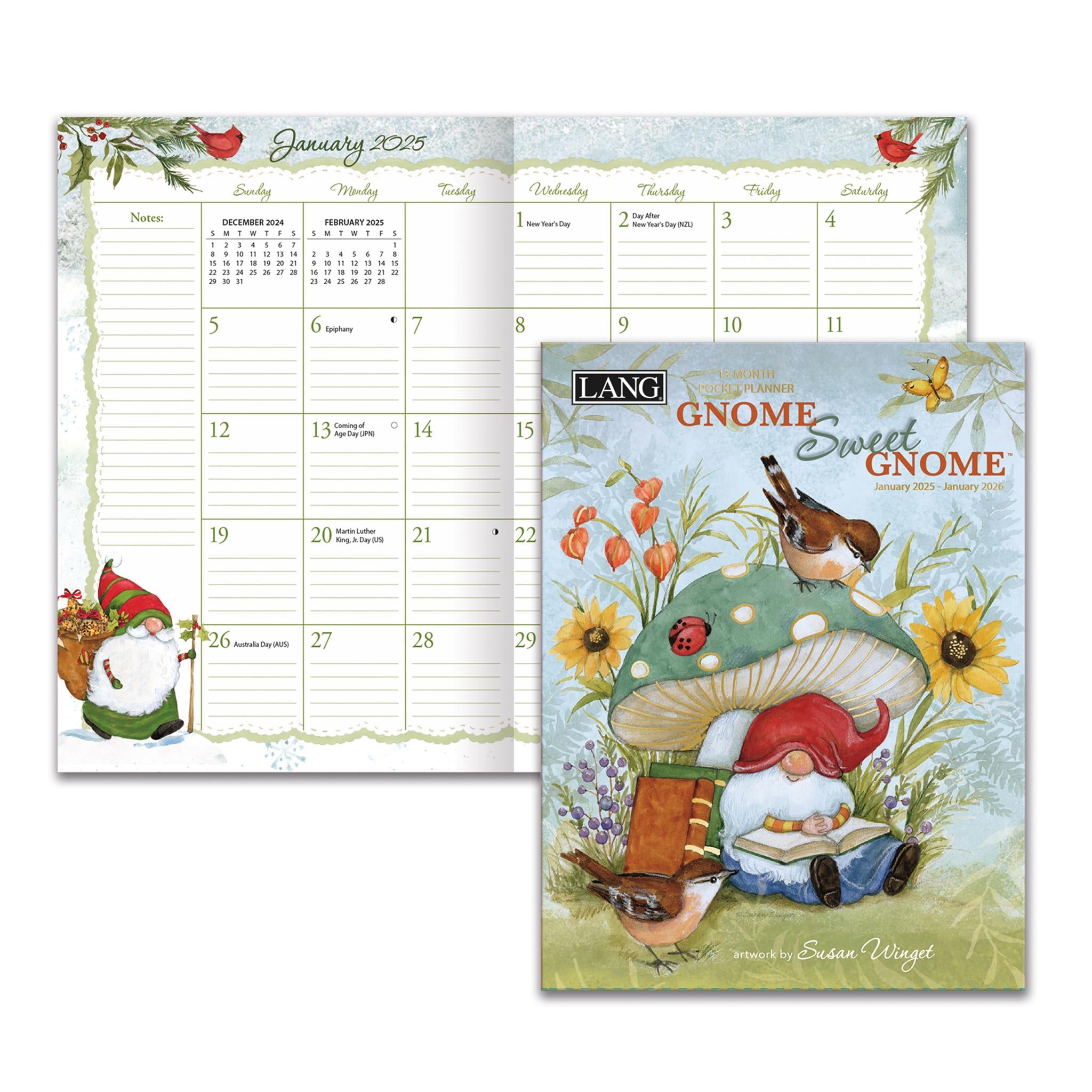 Gnome Sweet Gnome Monthly Pocket Planner 2025 Calendar