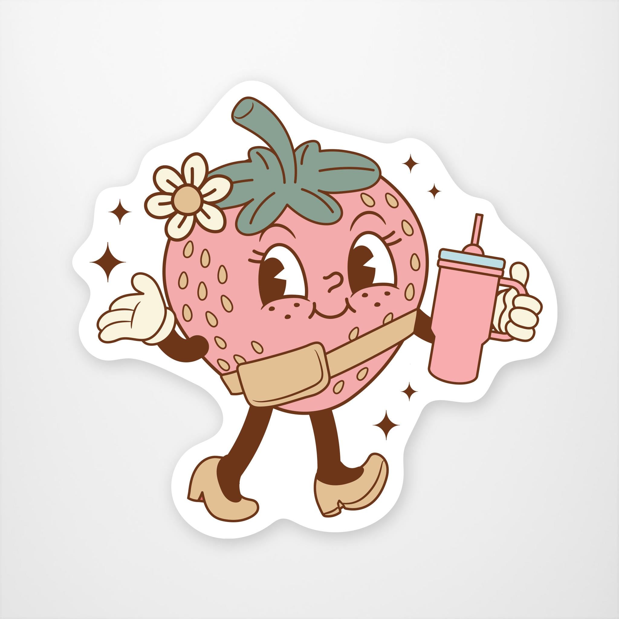 Retro Strawberry  Vinyl Sticker