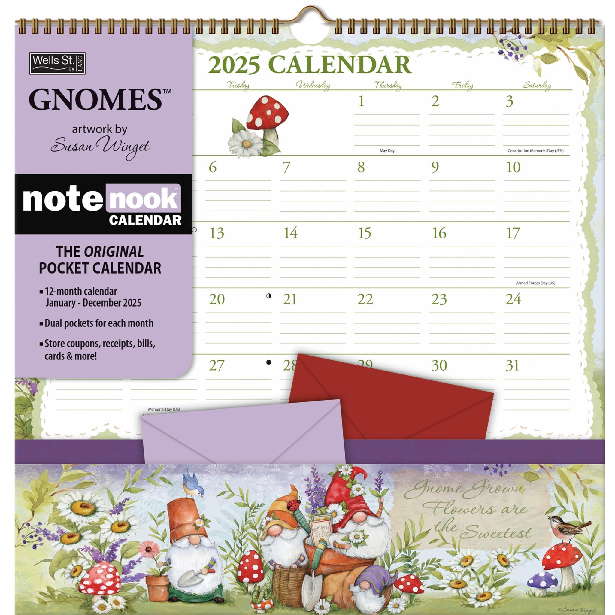 Gnomes Note Nook Wall 2025 Calendar