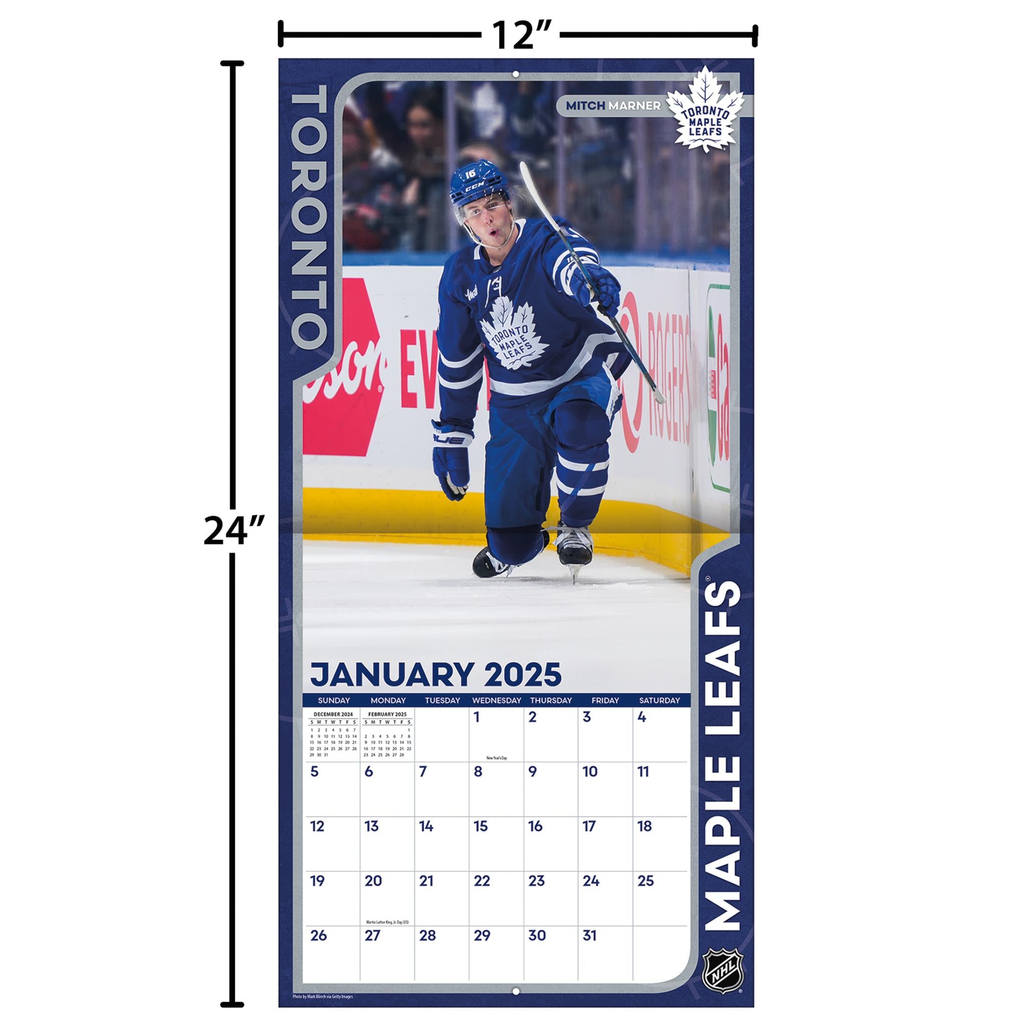 NHL Toronto Maple Leafs Wall 2025 Calendar