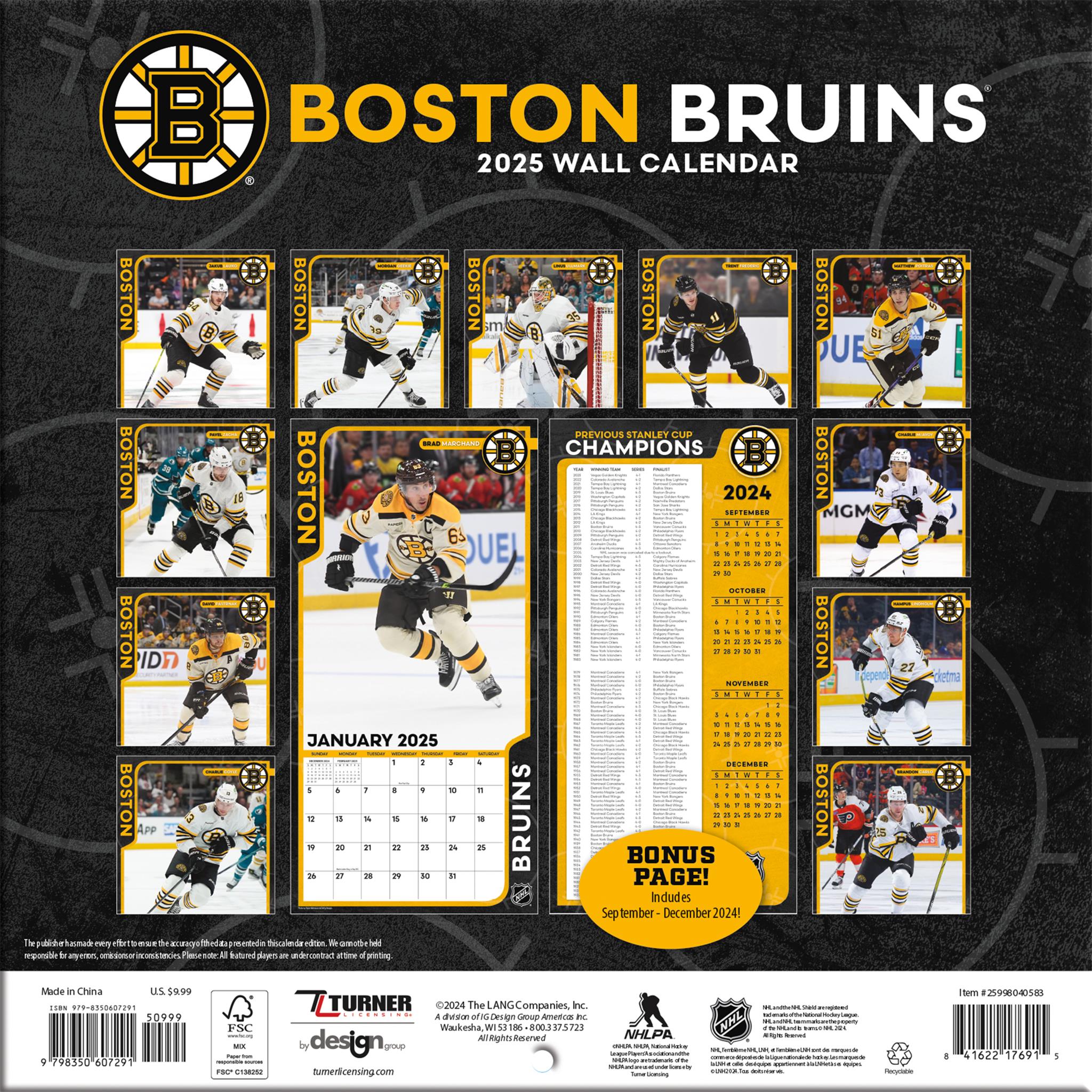 NHL Boston Bruins Mini 2025 Calendar