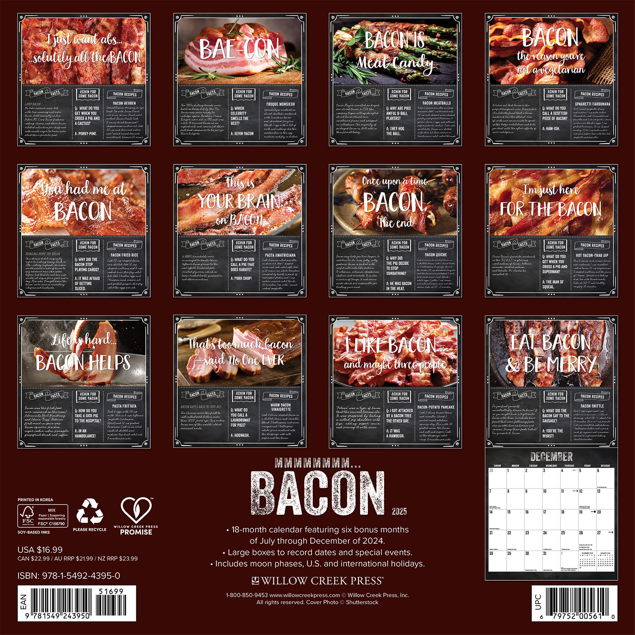 Mmmmmmmm Bacon Wall 2025 Calendar