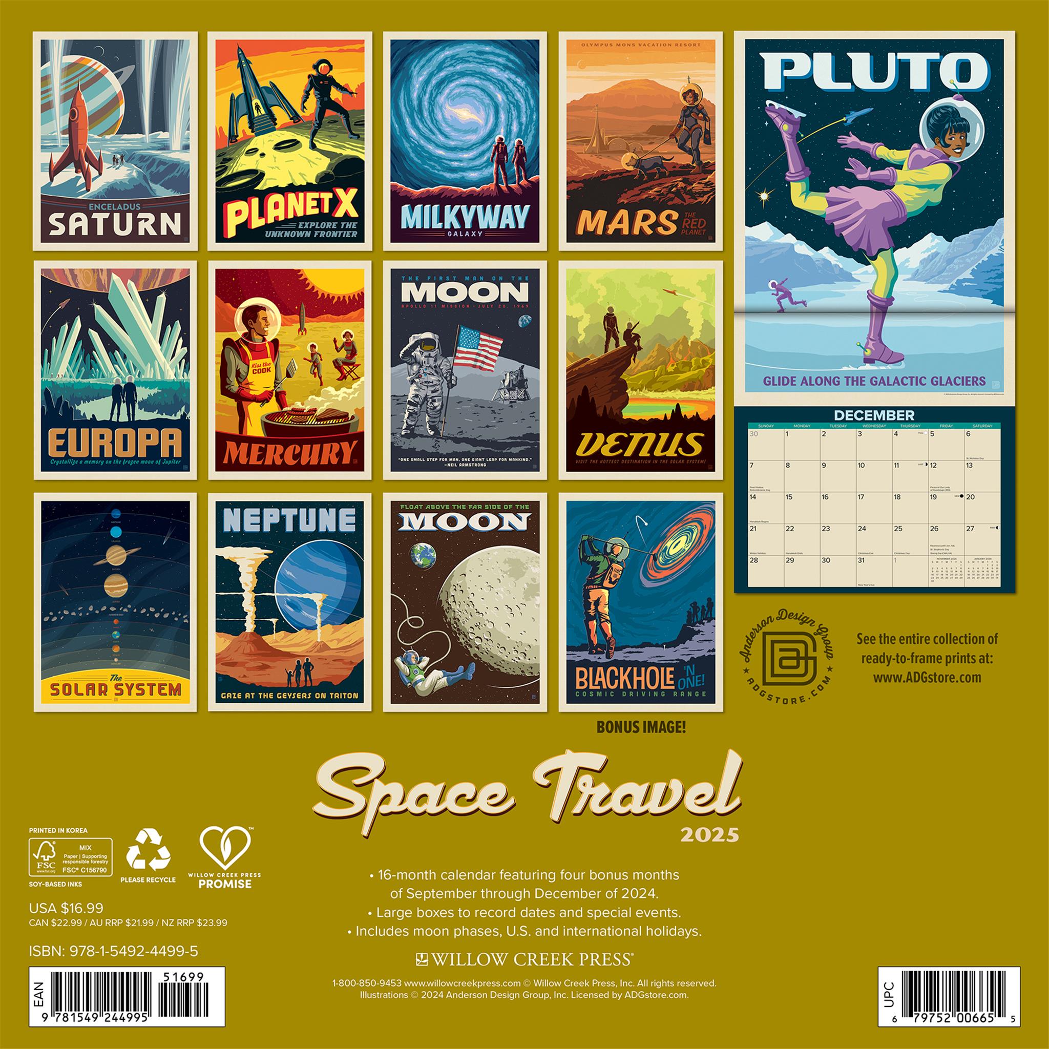 Space Travel Art Wall 2025 Calendar - Online Exclusive