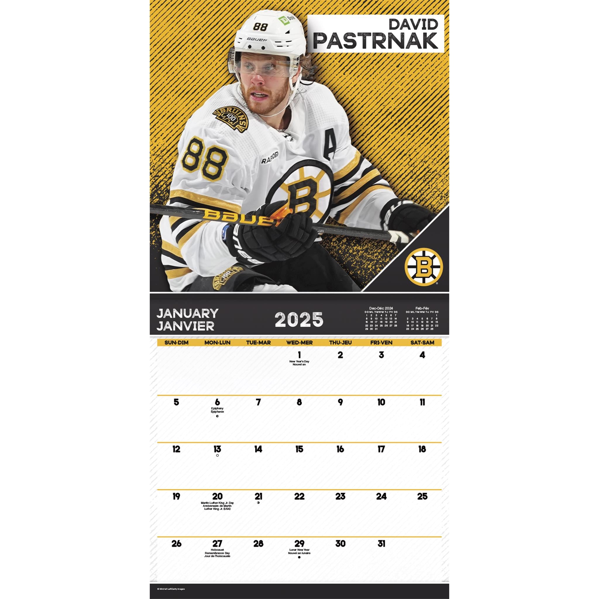 NHL Superstars Bilingual Wall 2025 Calendar