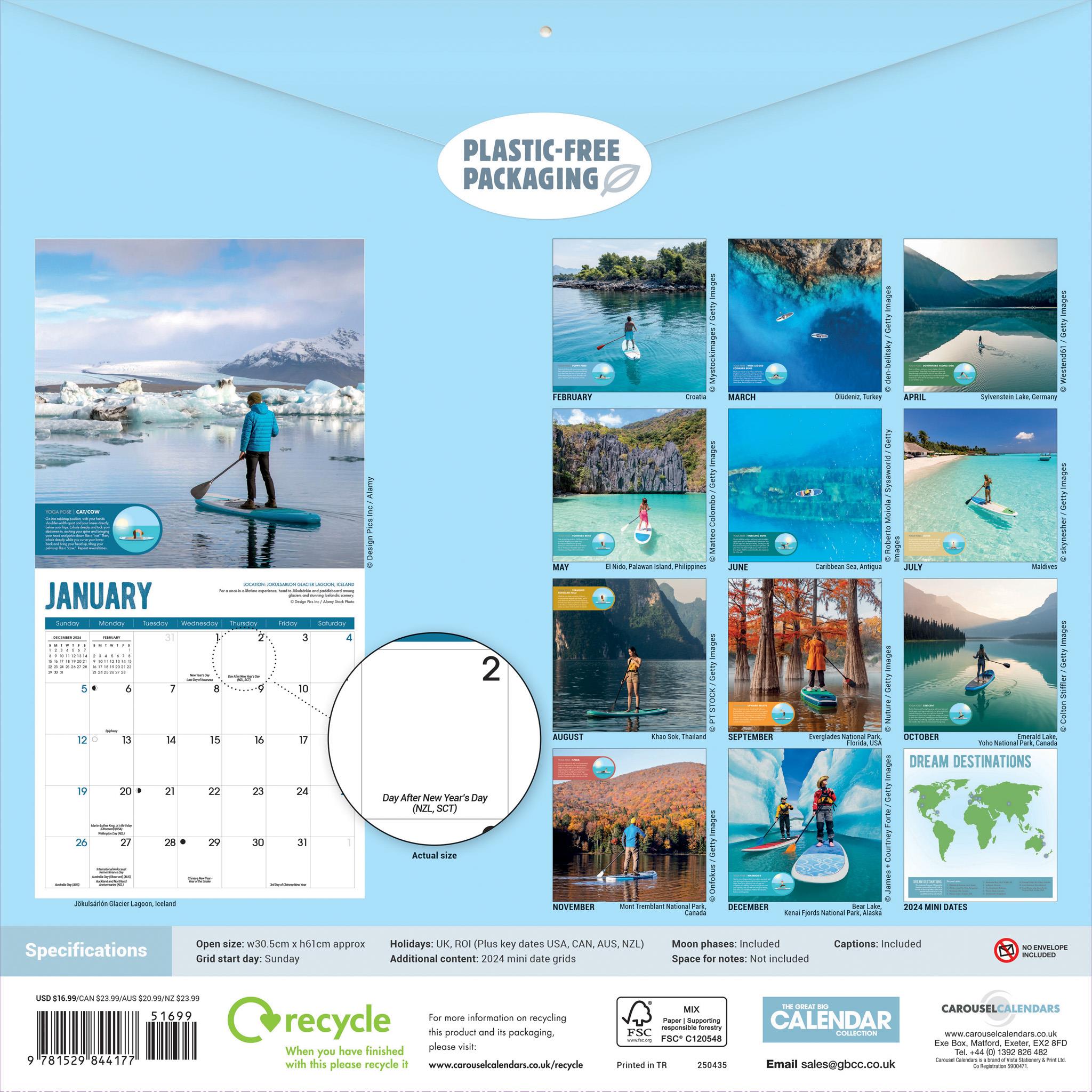 Paddleboarding Wall 2025 Calendar - Online Exclusive