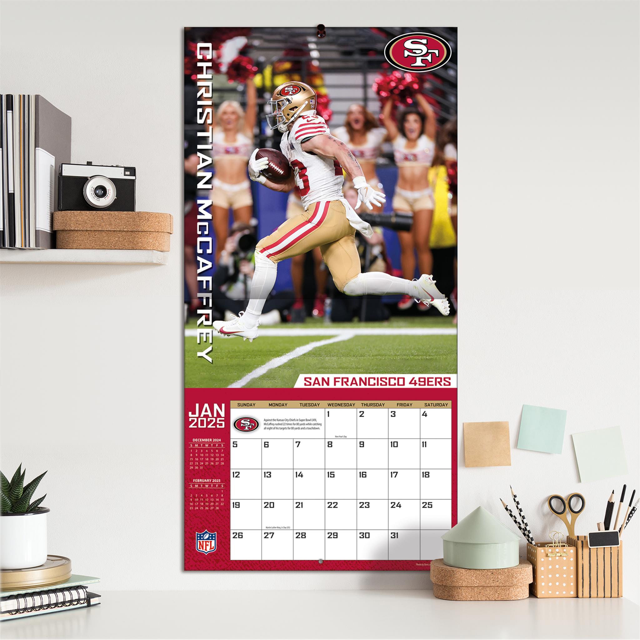 NFL San Francisco 49Ers Christian Mccaffrey Wall 2025 Calendar - Online Exclusive