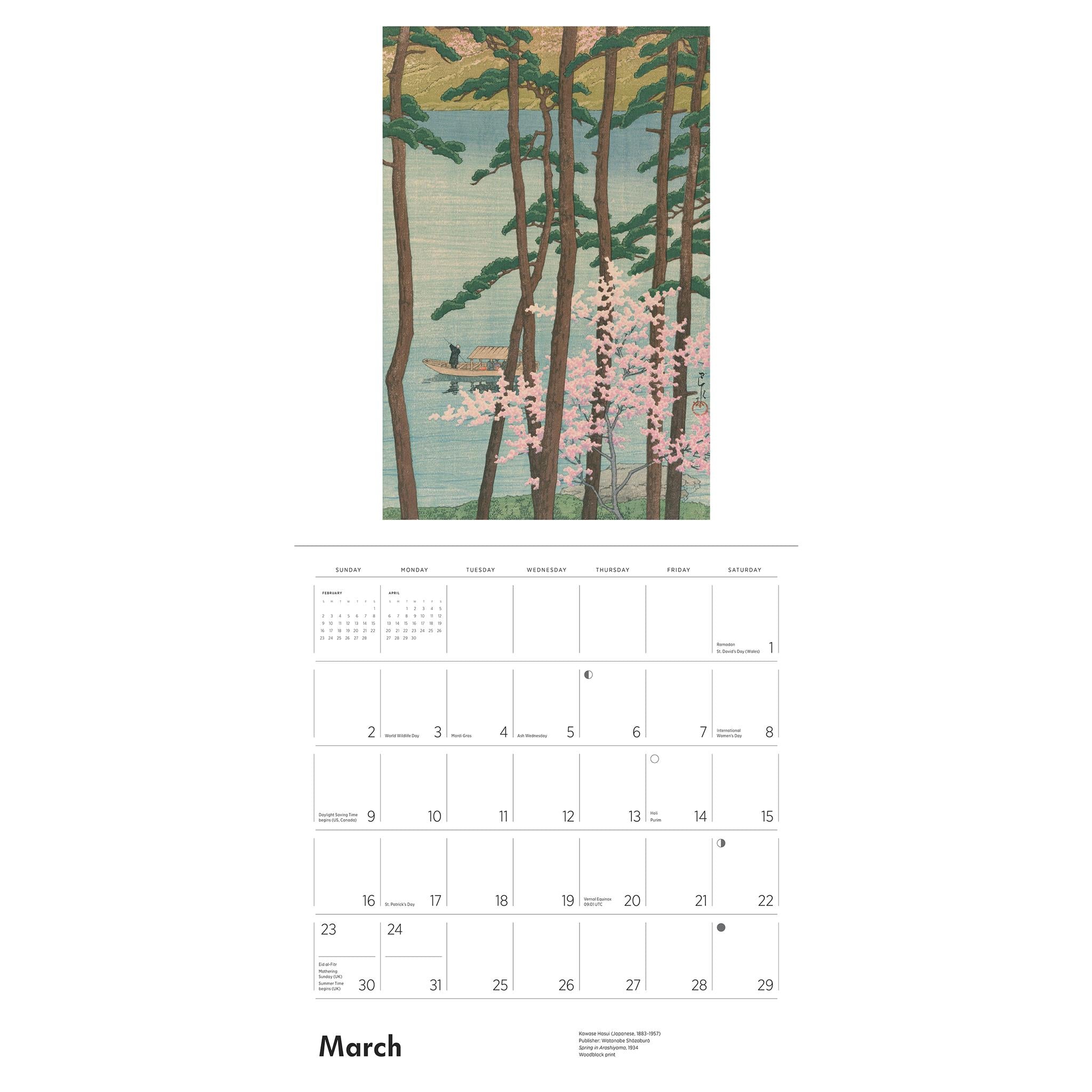 Kawase Hasui Wall 2025 Calendar