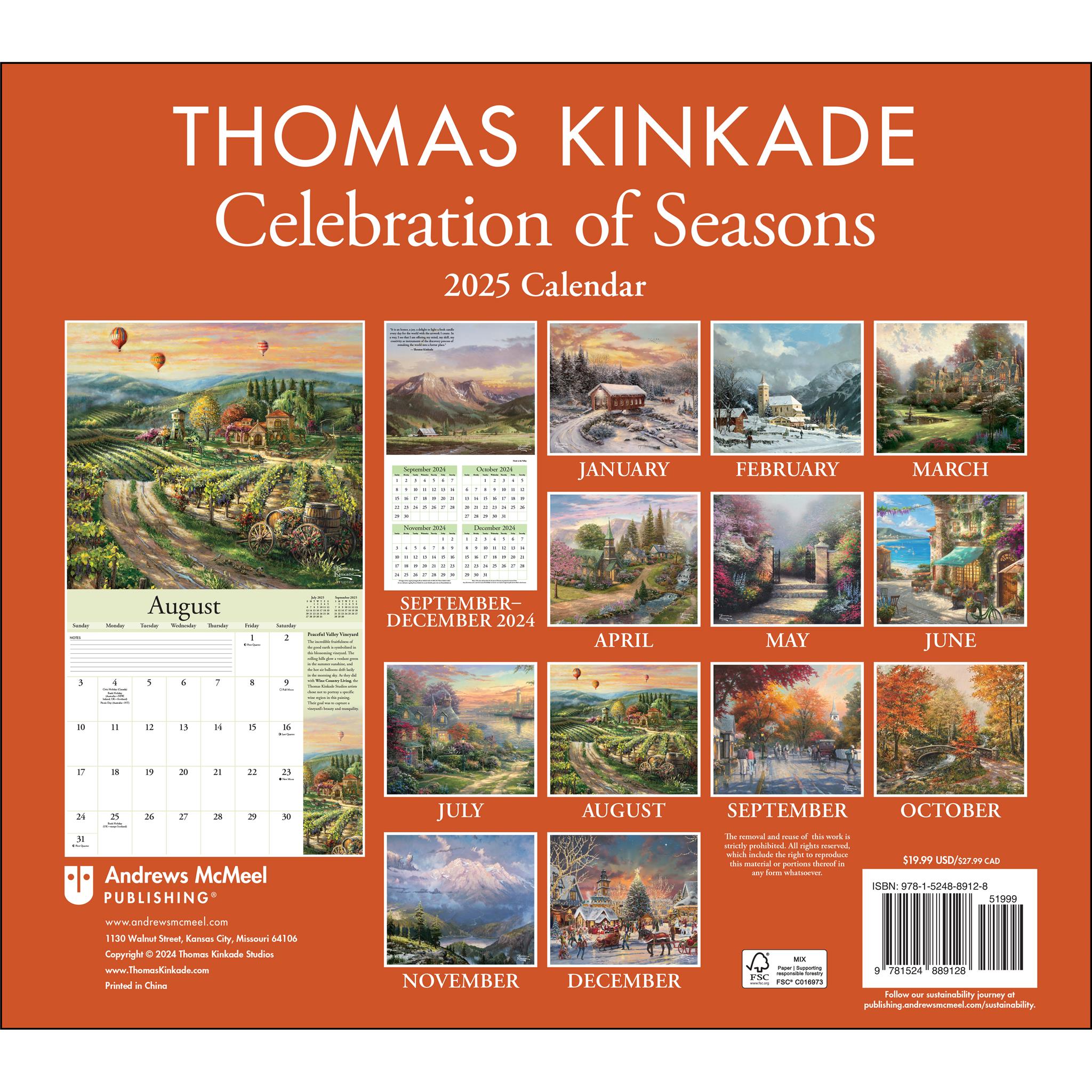 Kinkade Special Edition with Print Wall 2025 Calendar