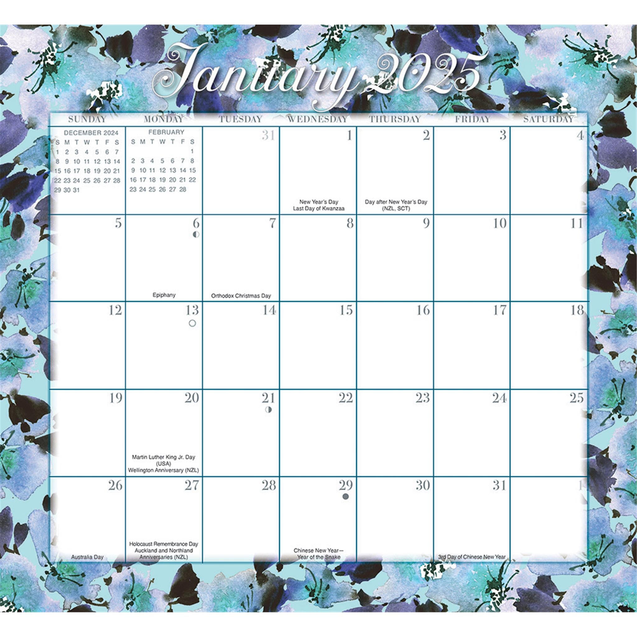 Floral Jumbo Magic Grip Wall 2025 Calendar