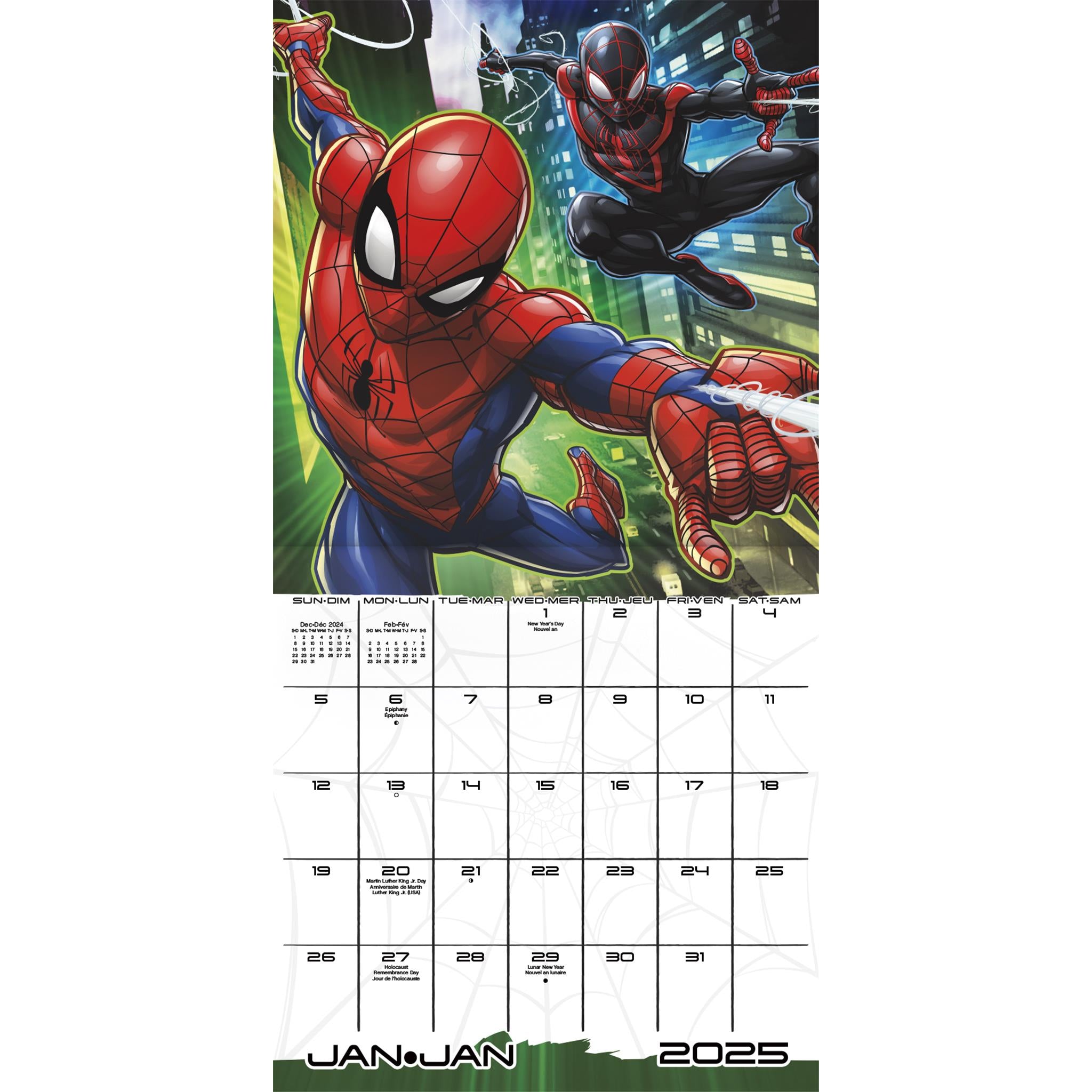 Spider Man Bilingual Wall 2025 Calendar