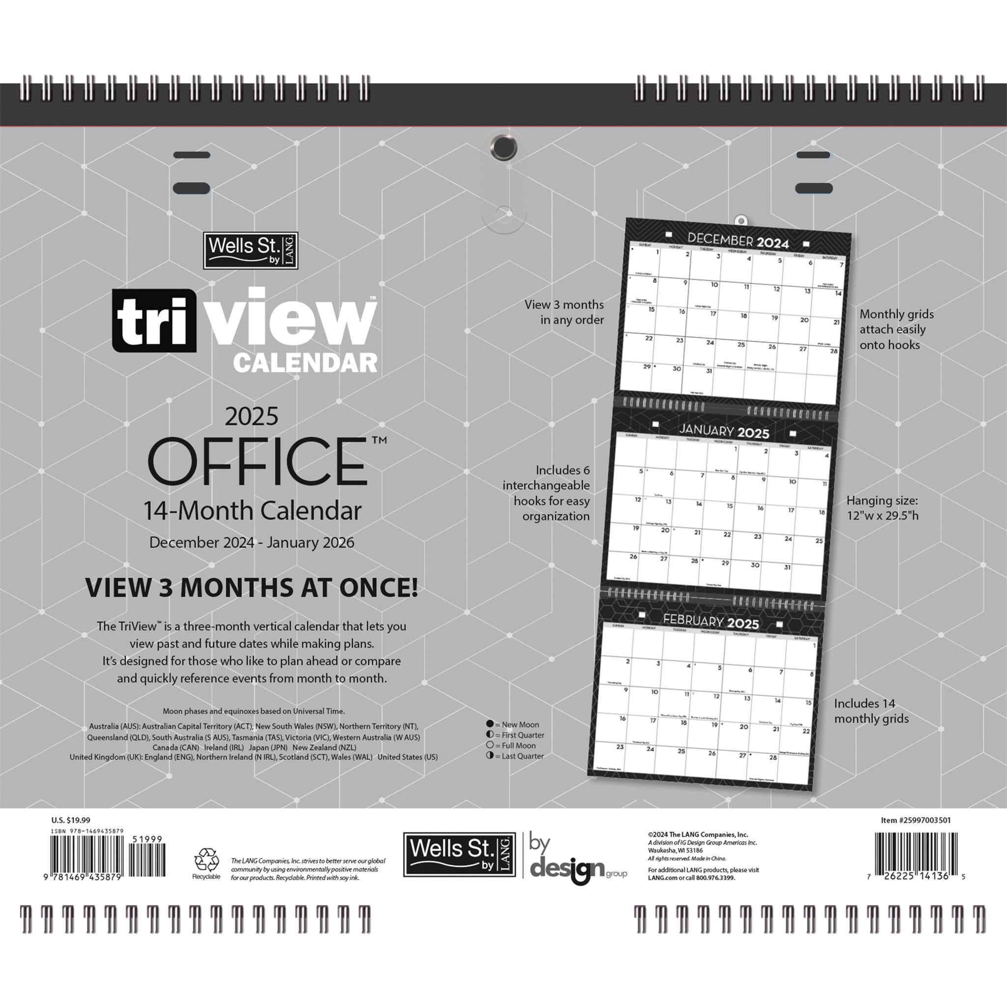 Office Triview Wall 2025 Calendar